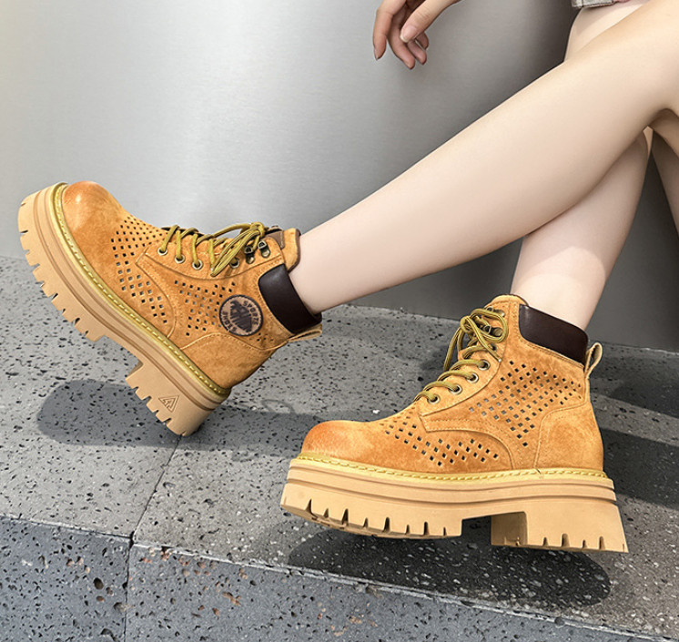 Summer Hollowed Out Ankle Boots Womens Outdoor Hiking High Top Workwear ShoesNew