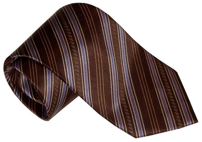 $285 NEW BRIONI TIE 100% SILK SATIN REDDISH-BROWN WHITE INDIGO ORANGE “B”