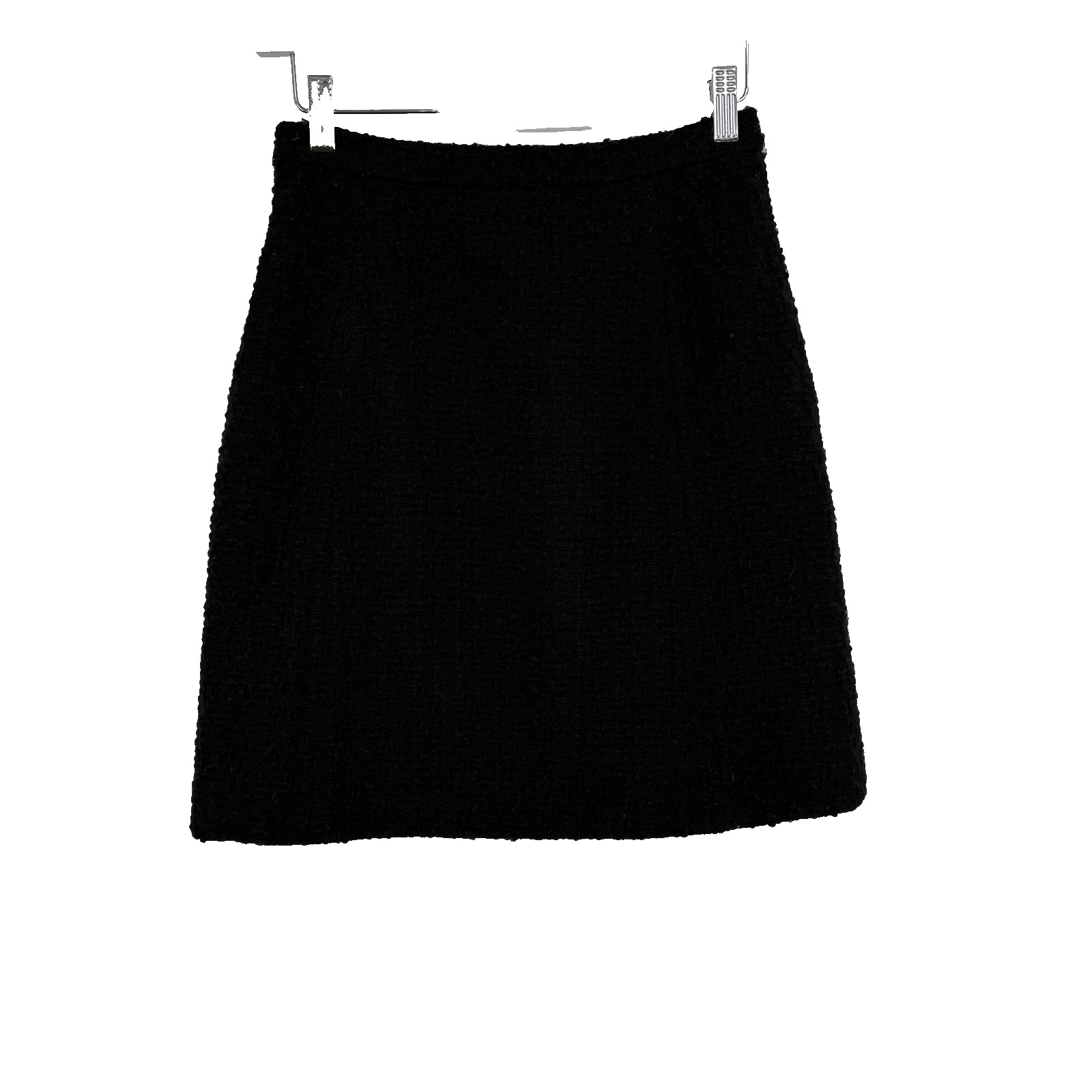 Milly Skirt Womens 0 Black Wool Boucle A-Line Mini Chain Belt Made USA Lined