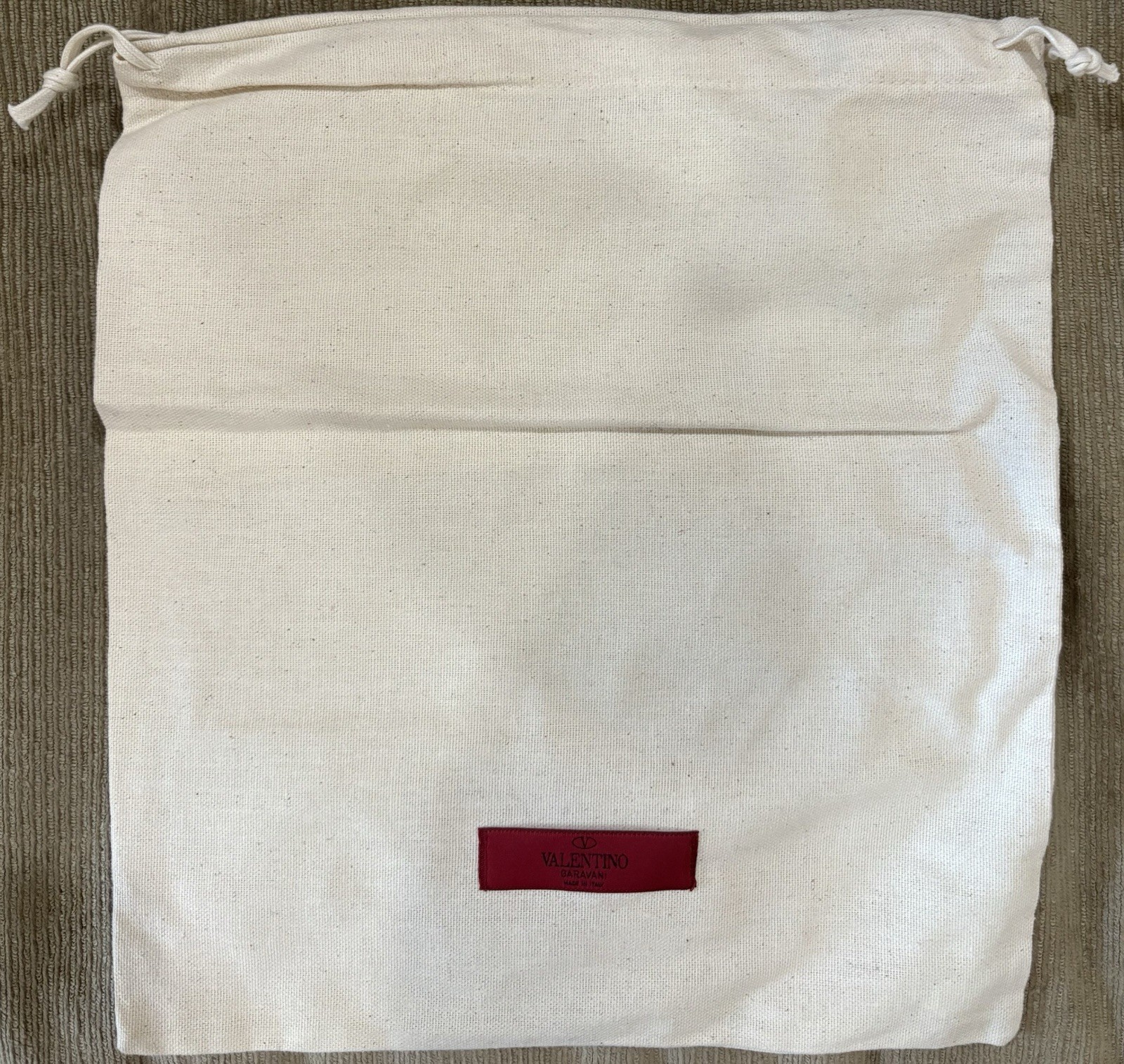 Valentino Garavani Dust Bag Storage Cover Pouch Drawstring Cream 13.5″ x 12″