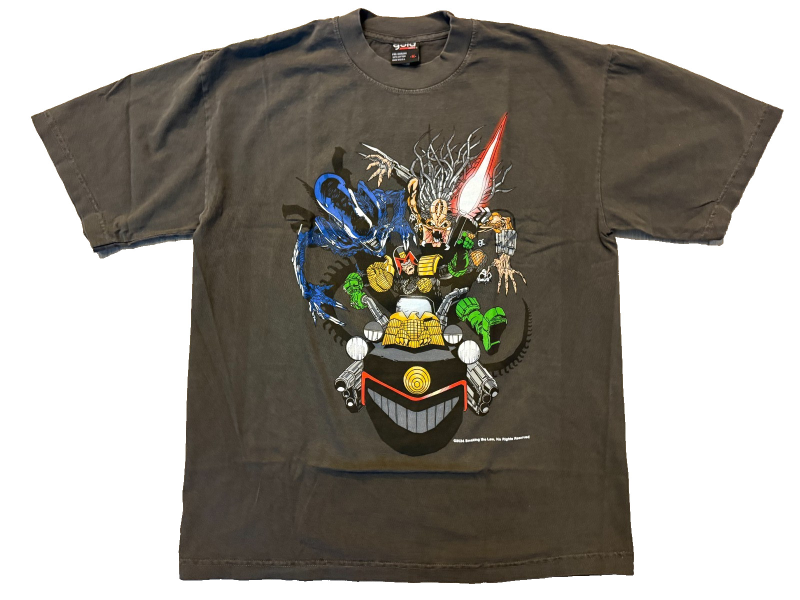Alien vs. PREDATOR vs. Judge Dredd Tee Shirt badlands whitegold industries vtg b