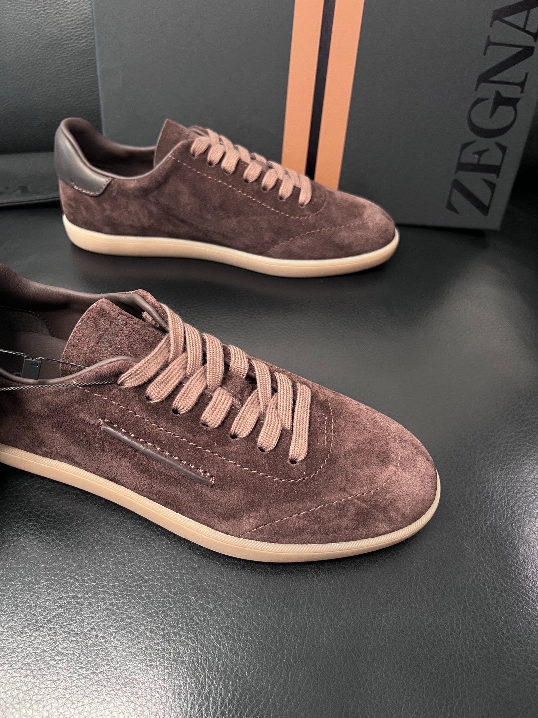 Zegna Oasi 232 Mens Suede Leather Casual Sneakers Dark Brown Size 38-45