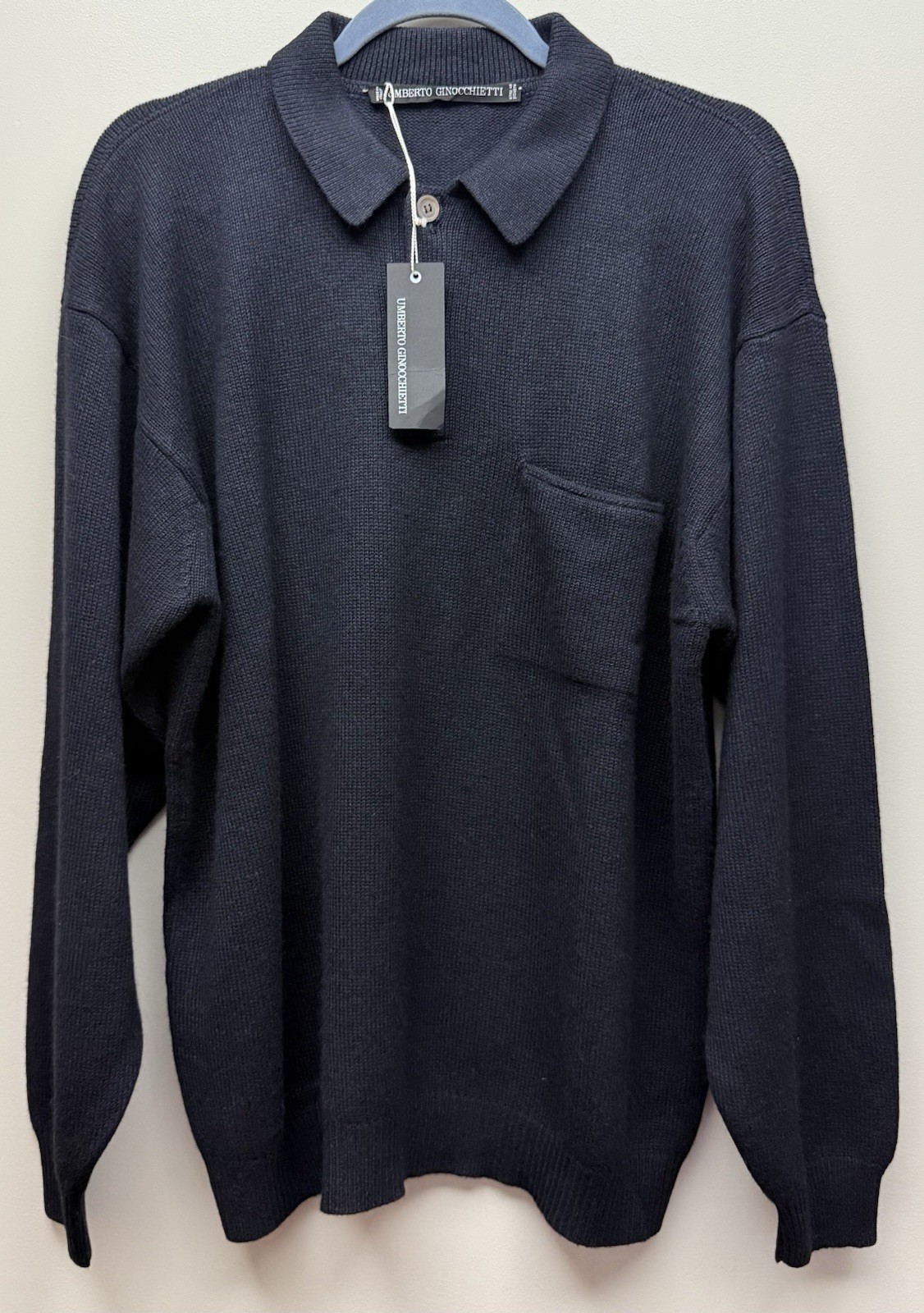 NEW Vintage Umberto Ginocchietti Men’s Black Cashmere Silk Sweater Sz 48 Italy