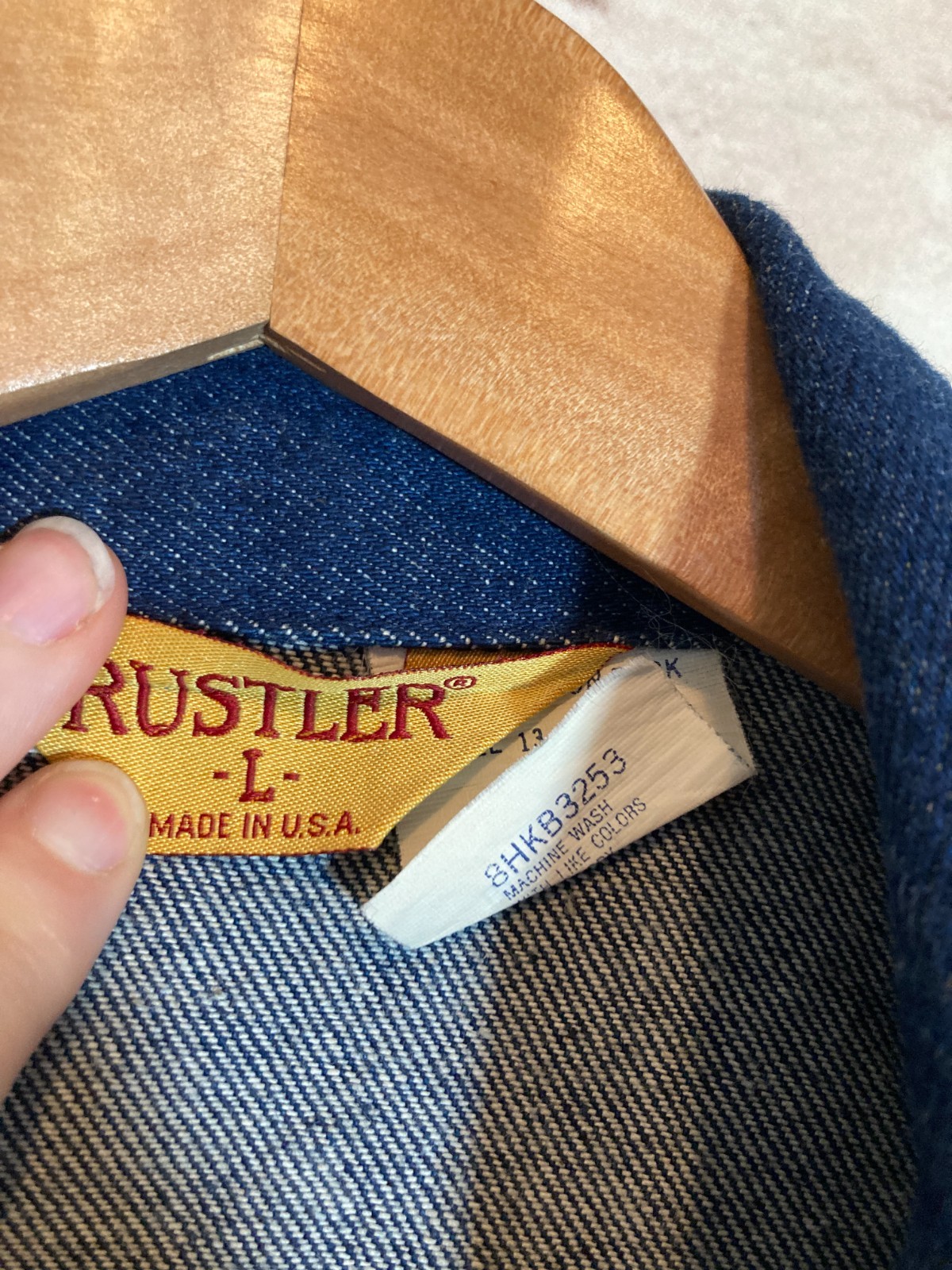 Vintage Rustler Jean Jacket Women Large Hand Painted Artsy Dark Wash 80’s Button