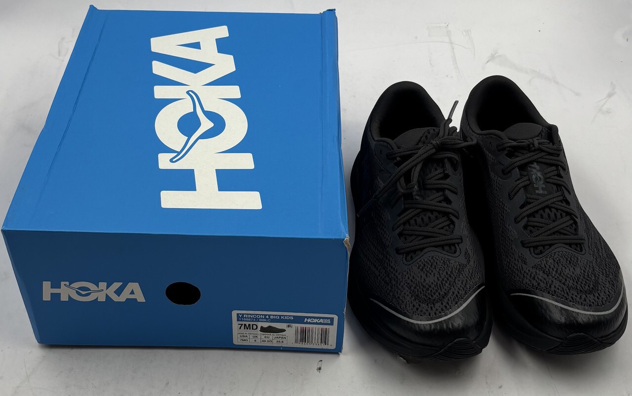 HOKA YOUTH Y RINCON 4 BIG KIDS 7MD BLACK/BLACK MESH 40 2/3 1168874 BBLC
