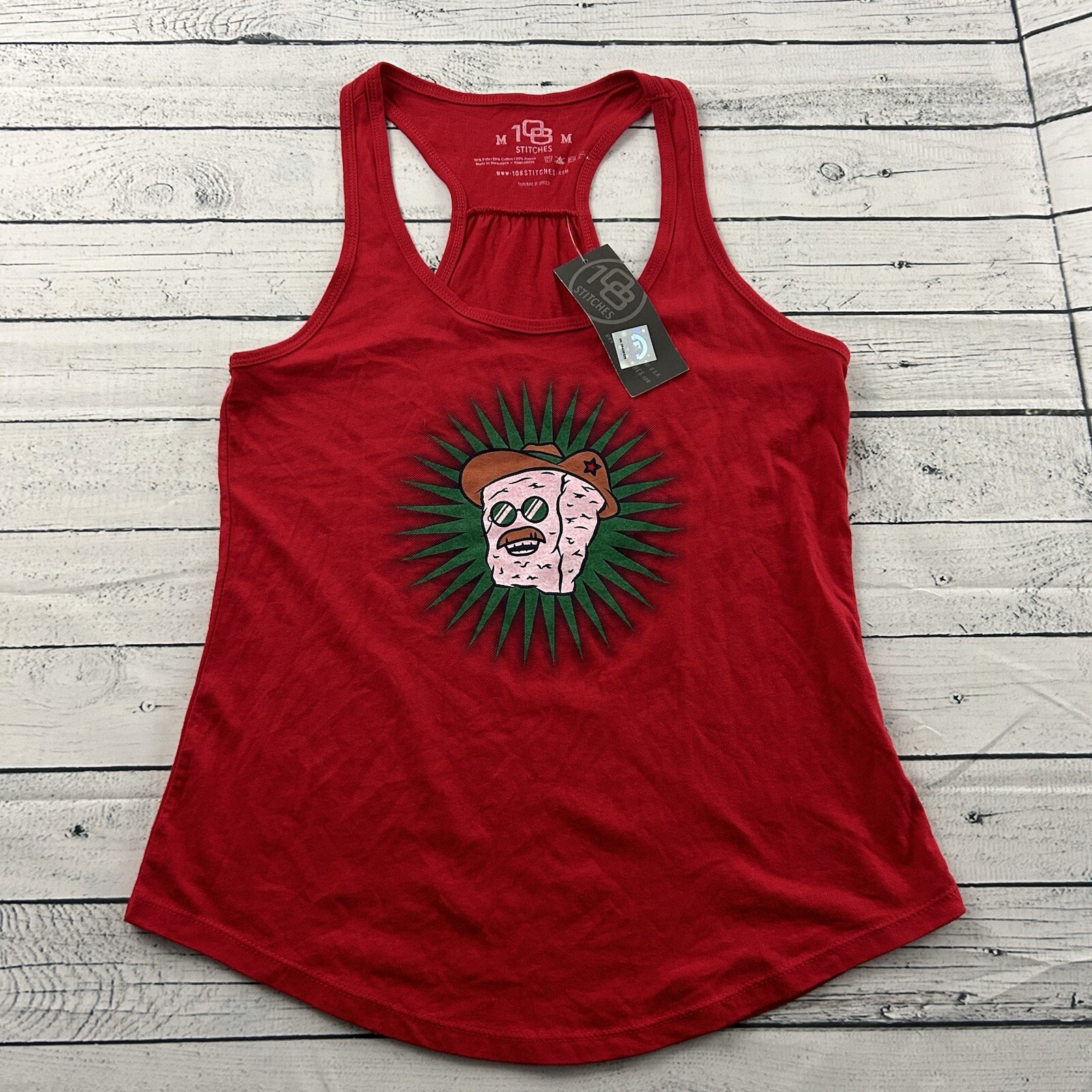 NEW 108 Stitches COPA Bug Print Sleeveless Tank Top Shirt Women’s Medium Red $30