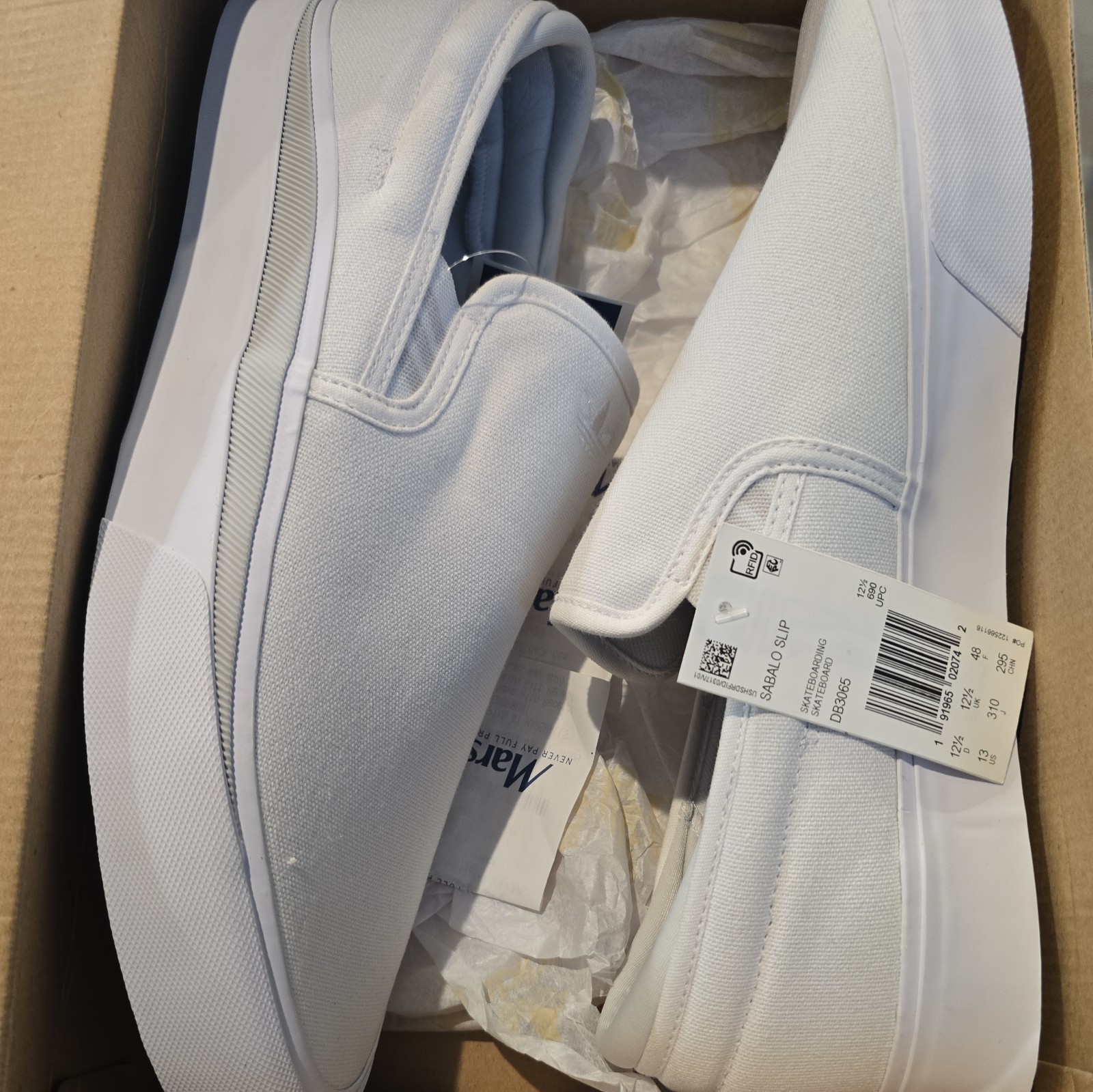 Adidas Sabalo Slip Size 13 WHITE DB3065