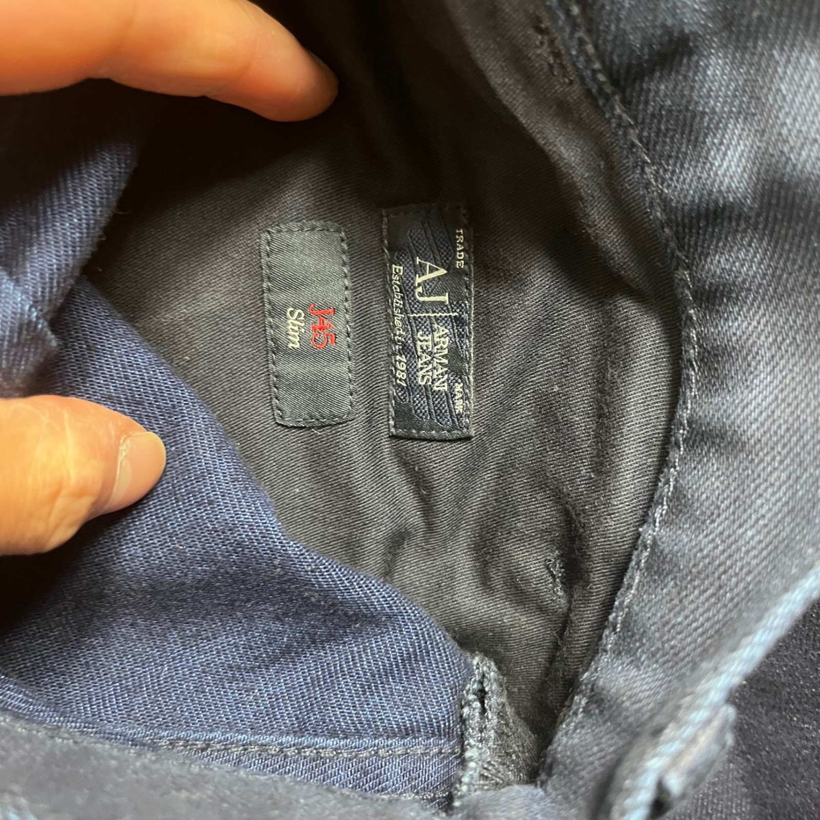 Armani Jeans J45 Slim Fit Indigo Blue Pants Mens Size 34 Designer Trousers