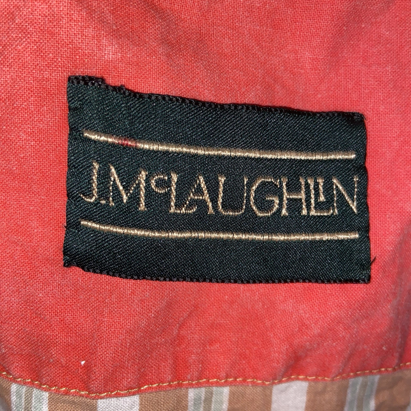 J McLaughlin Jacket Womens Medium Hood Sailing Preppy Outdoor Nautical Vtg Flaw