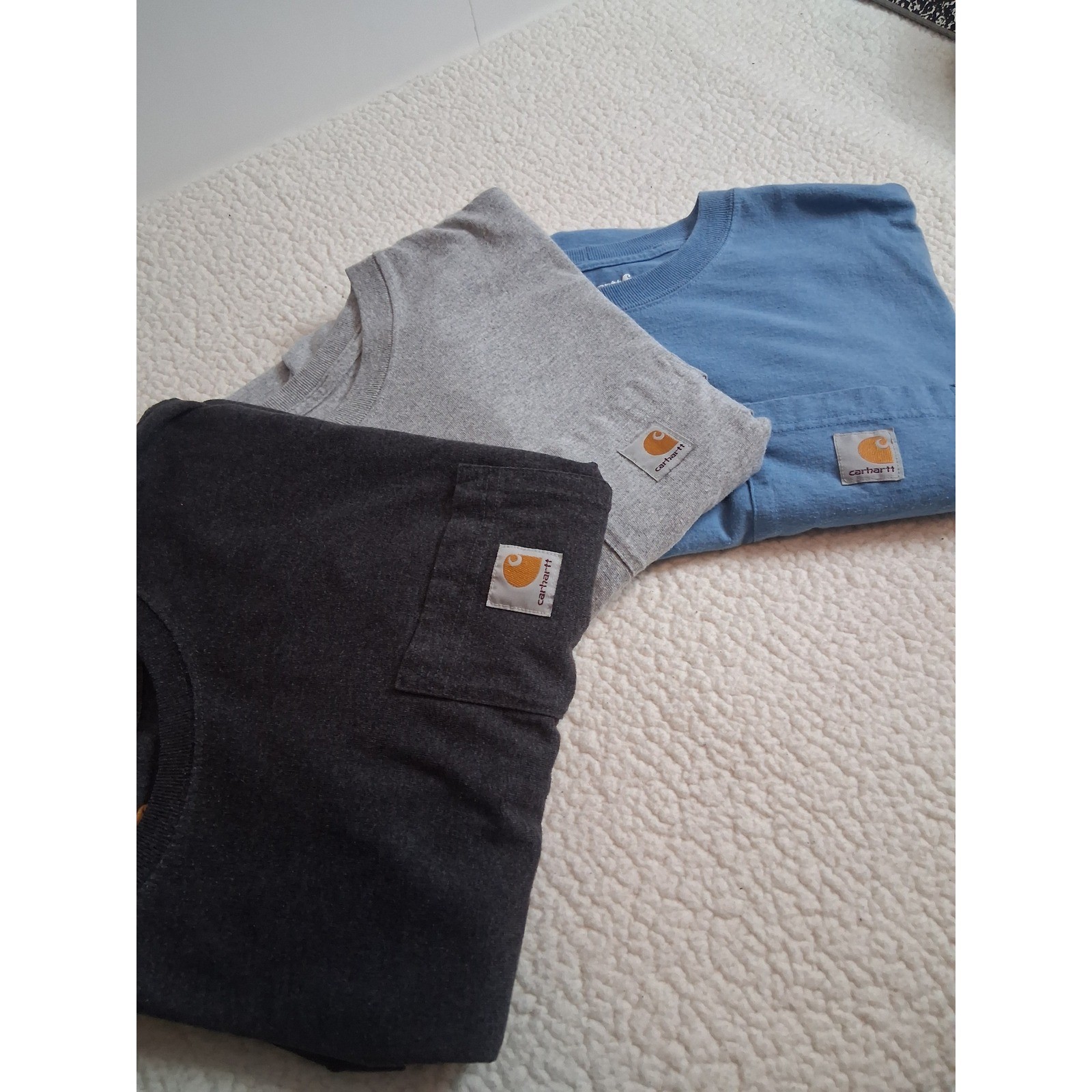 Lot of 3 Carhartt K87 Workwear Pocket T-Shirts Mens 2XL Grey Blue Carbon Heather