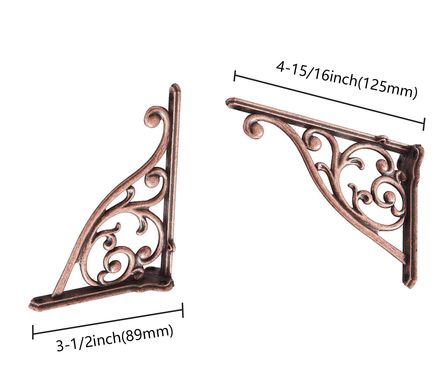 ZAUYX 4x 5″ Antique Copper Heavy Duty Wall Panel Support Brackets Stand