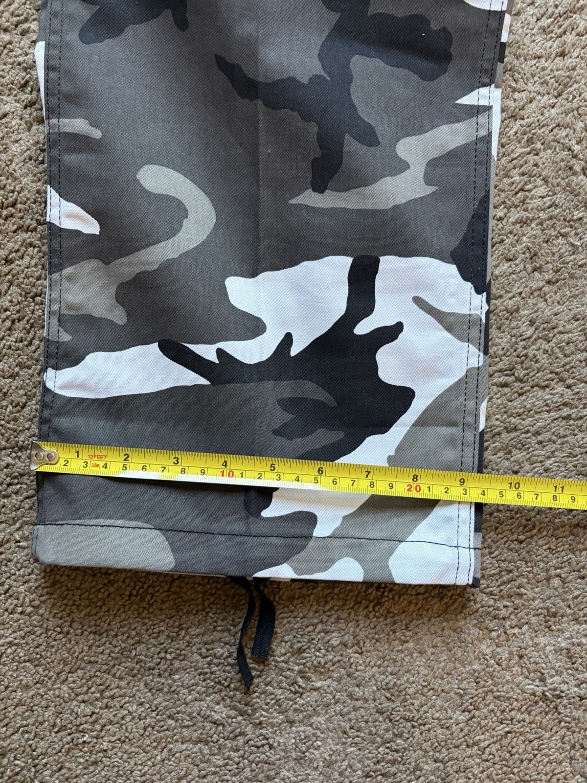 Men’s XL Regular Gray Black White Camouflage Cargo Pants Adjustable Waist