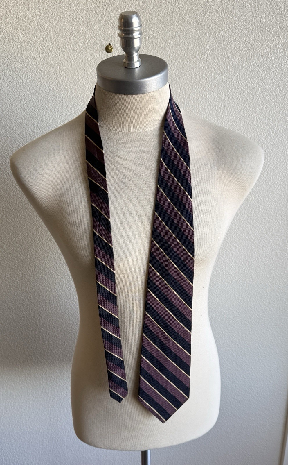 MONSIGIVENCHY Gentlemen Black, Brown, Yellow Diagonal Stripes Silk Tie Made USA