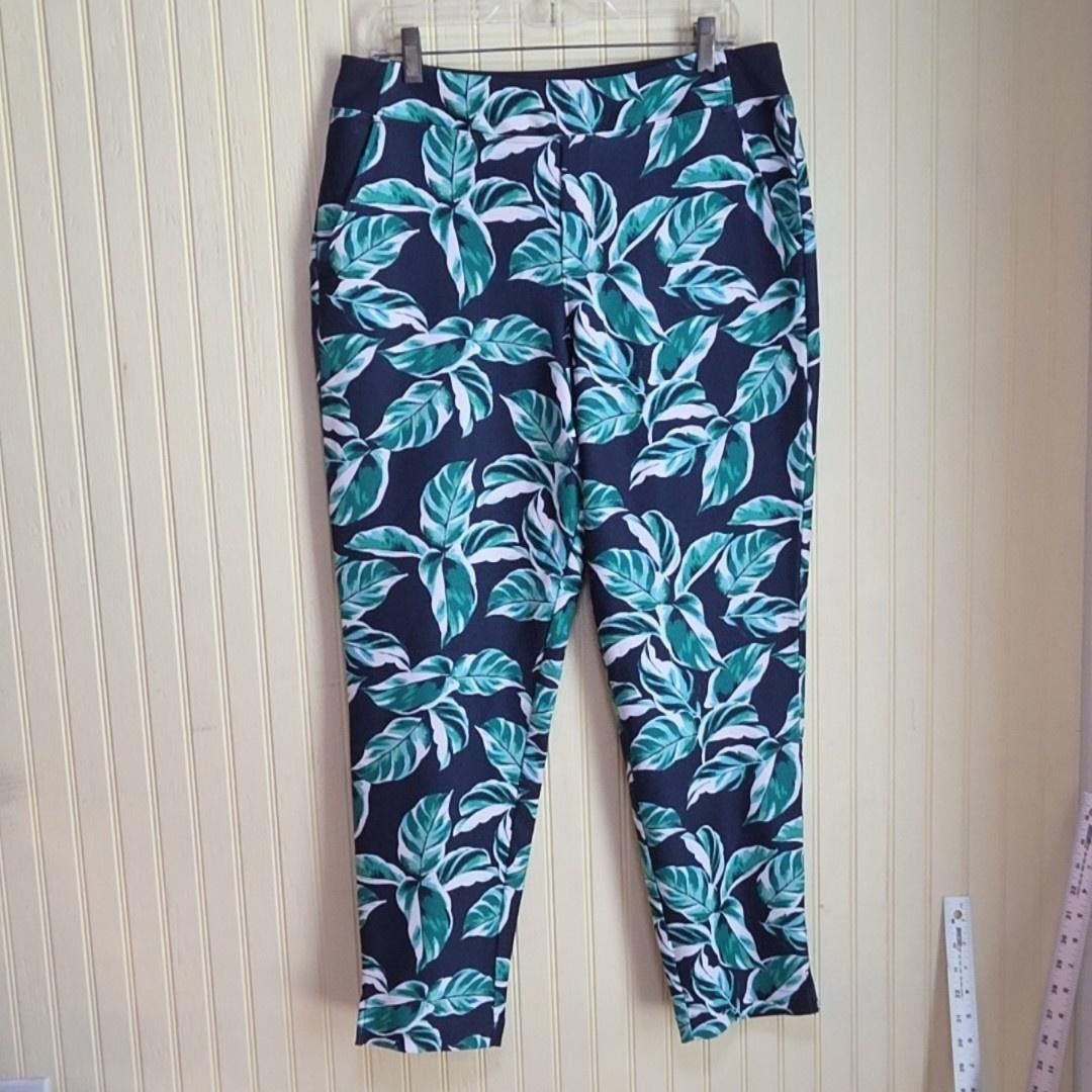 Tommy Bahama Everyday Active Pants Mens Large Blue Leaf Elastic Waist Stretch
