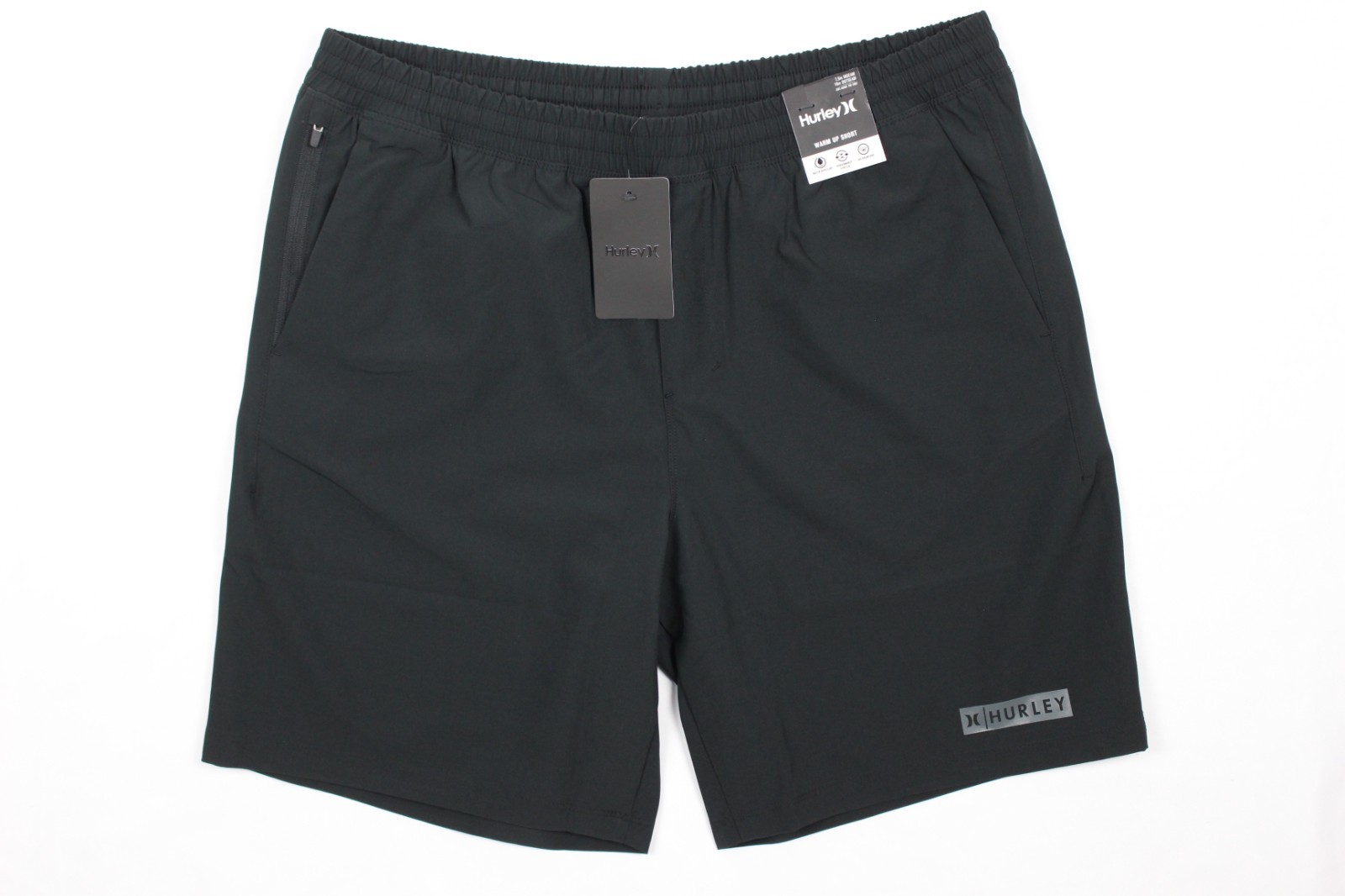 Hurley Men’s Exist Block Logo Warm Up 7.5″ Shorts Gym Training Black Unlined