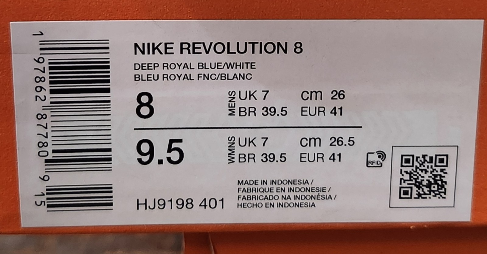 Men’s Nike Shoes Size 8 Revolution 8 Royal Blue White Sneakers Cushioned Lace