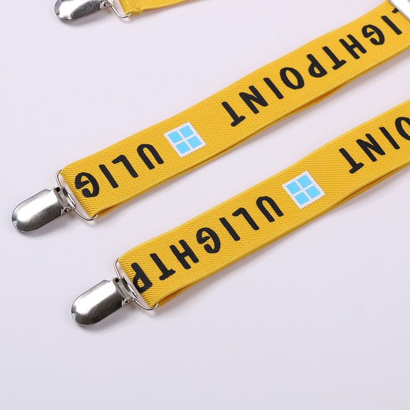 Yellow Letter Braces Elastic Strap 4 Clips Mens Suspenders Heavy Duty X-shape