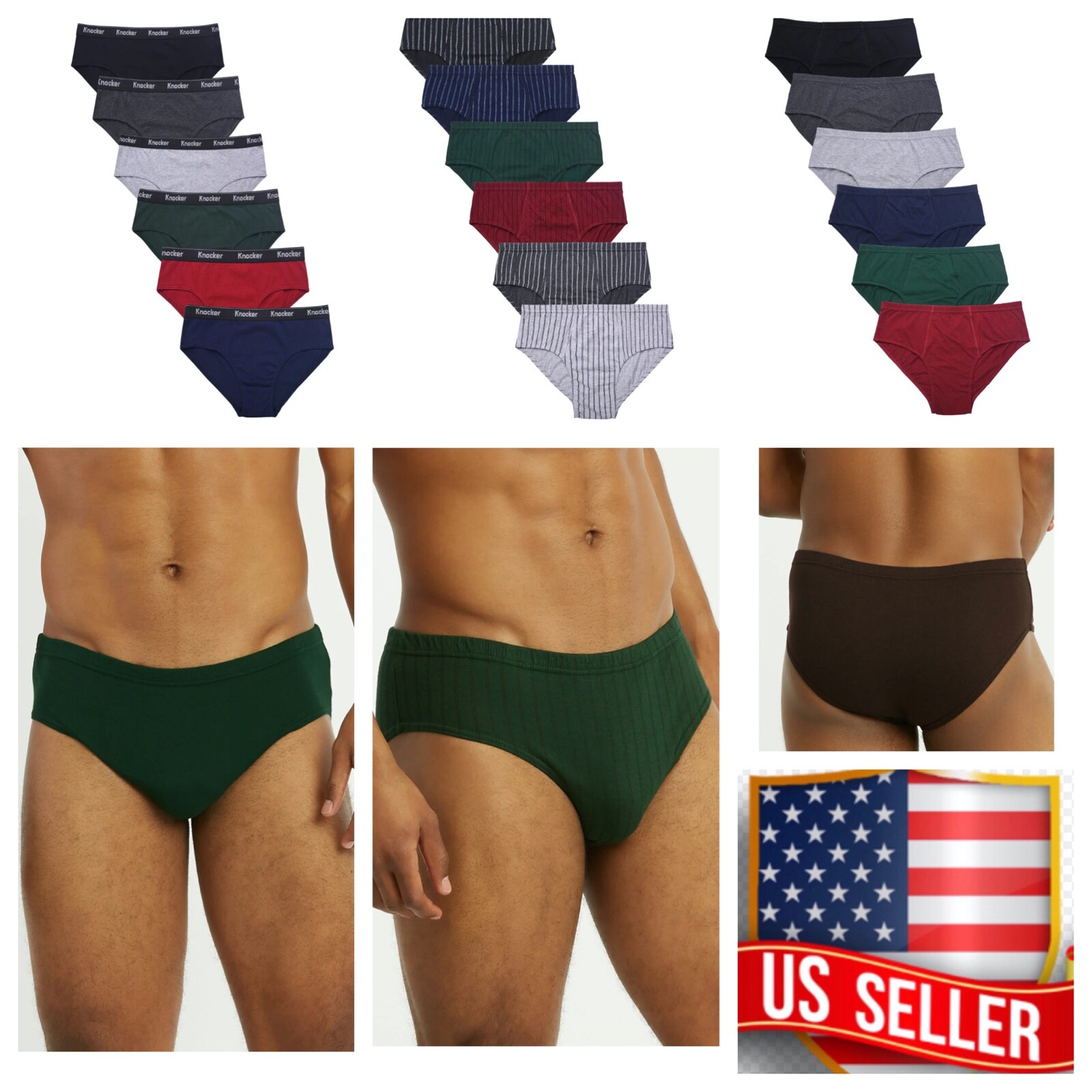 Mens Bikini Briefs 100% Cotton Underwear 3 6 12 Pack Solid, Stripe, T-Band Boxer