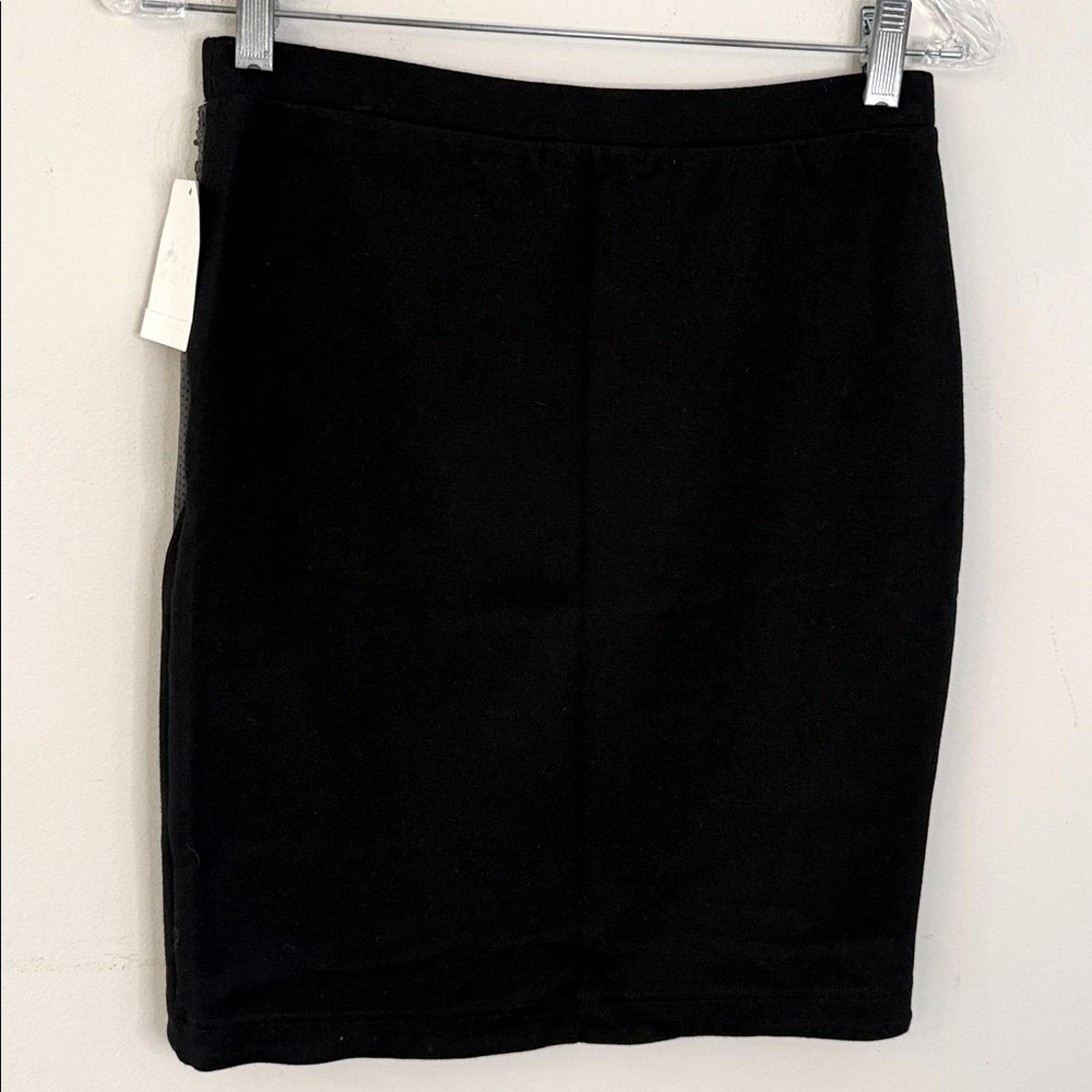 Trouvé Black Faux leather Mesh mini skirt Skirt contemporary fringe style SZ XS