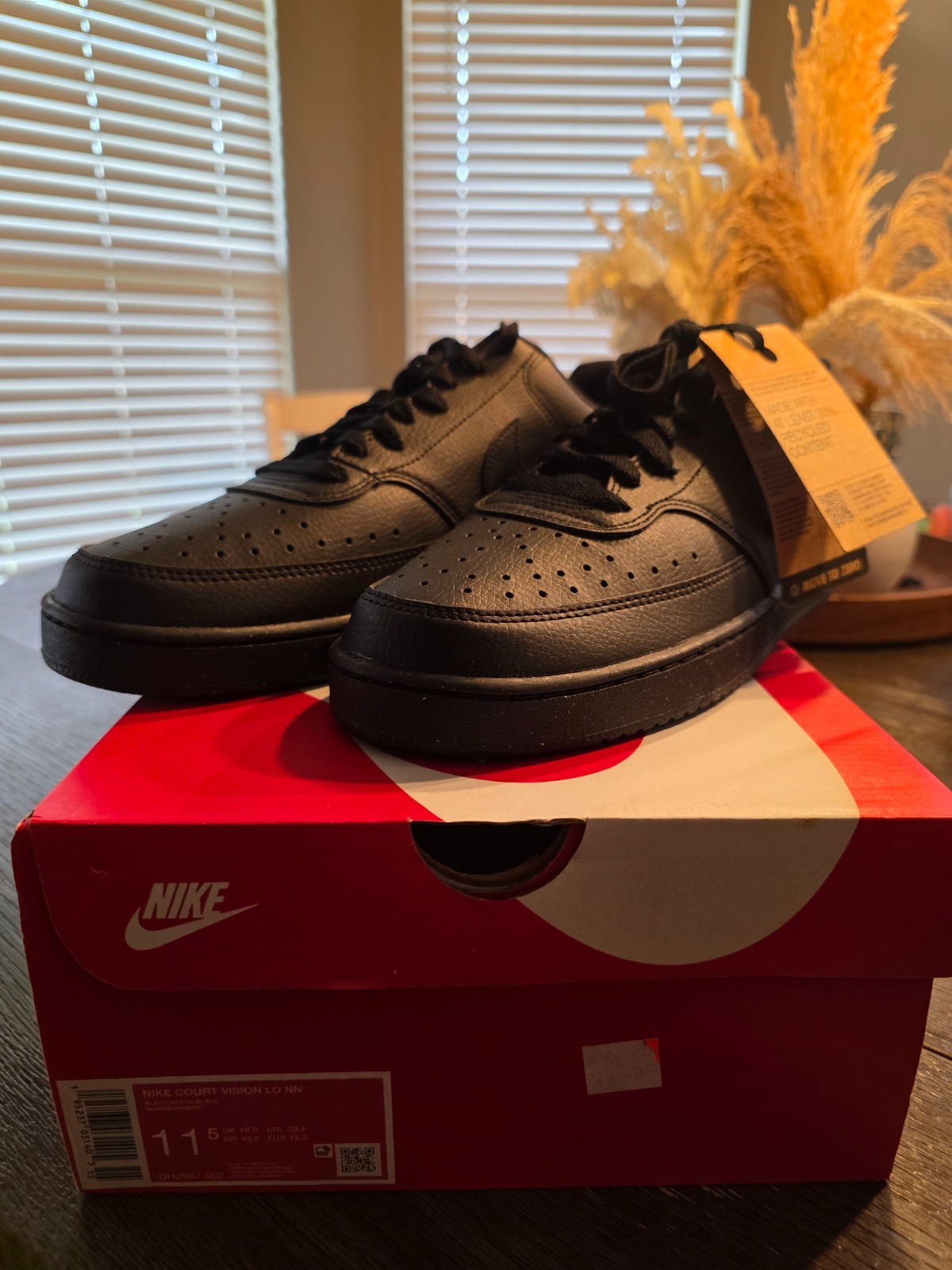 Size 11.5 – Nike Court Vision Next Nature Low Triple Black
