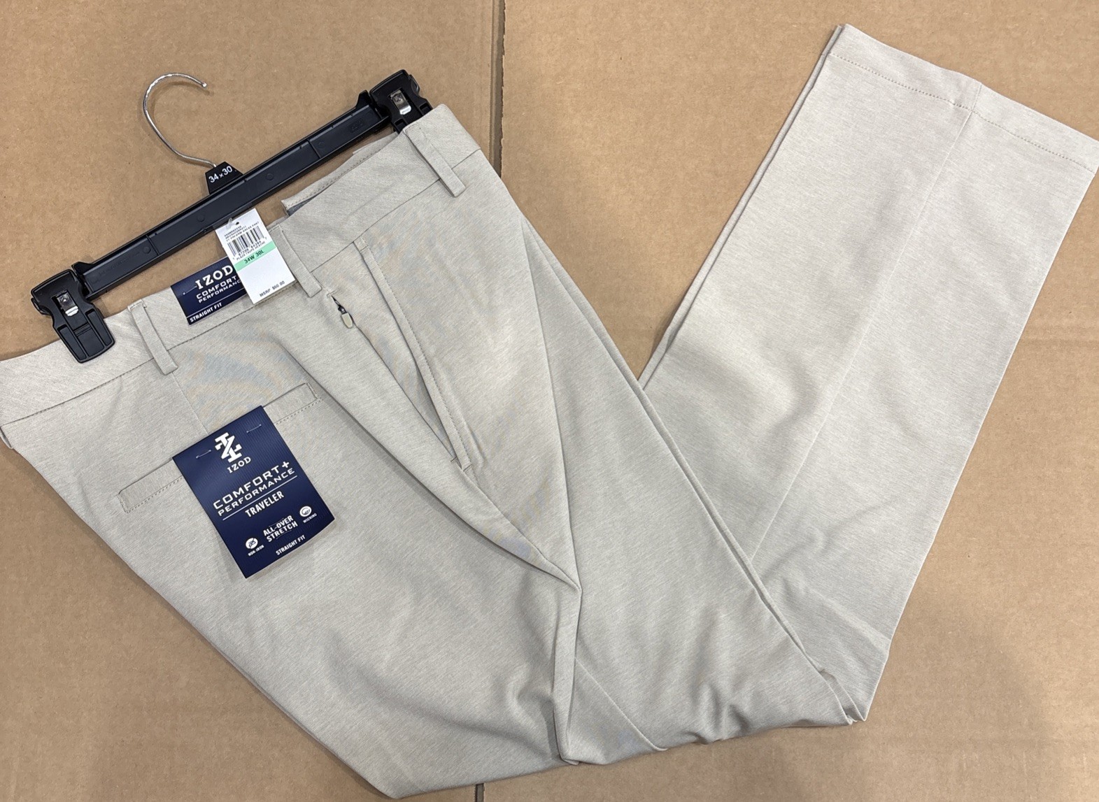 Izod Comfort + Performance Straight Fit Dress Pant Size 34 x 30 Heathe Color