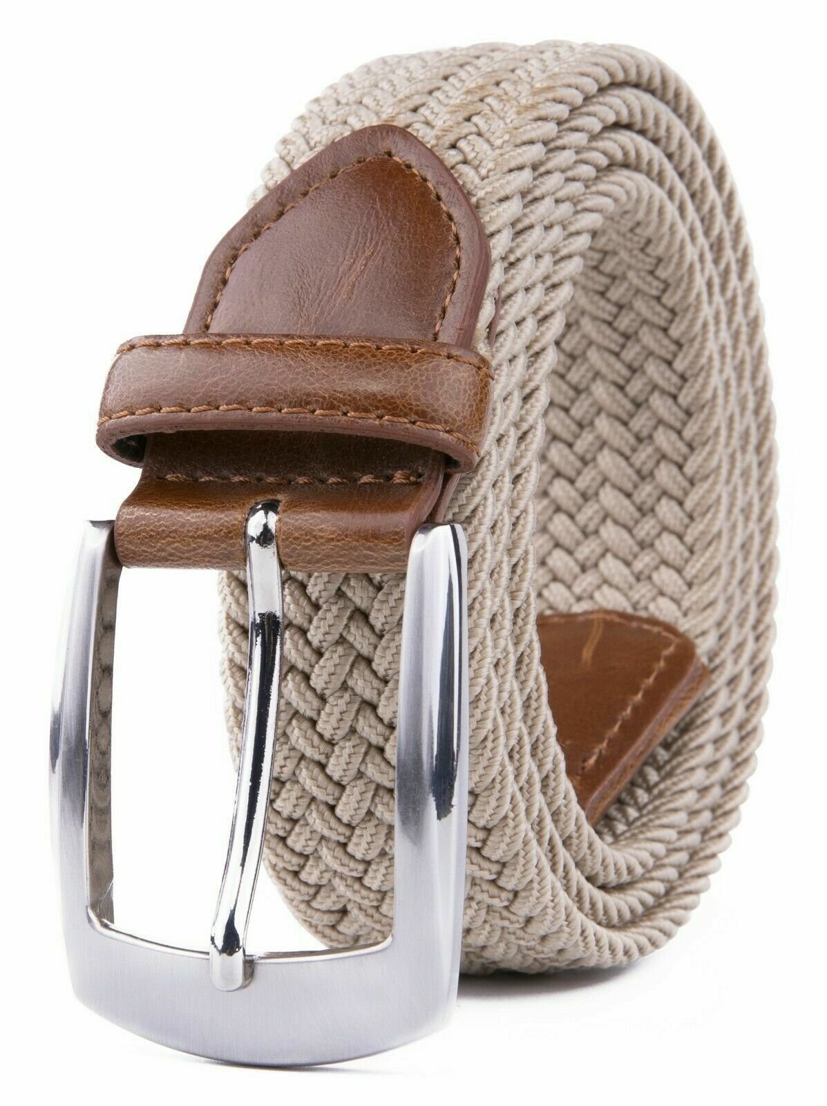 Elastic Braided Belt Stretch Woven Fabric Canvas Belts for Men Women Unisex Kids