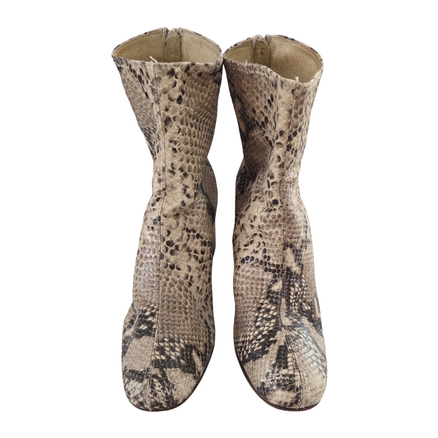 Free People EU 38 US 7.5 Cecile Tan Snakeskin Textured Leather Ankle Zip Booties