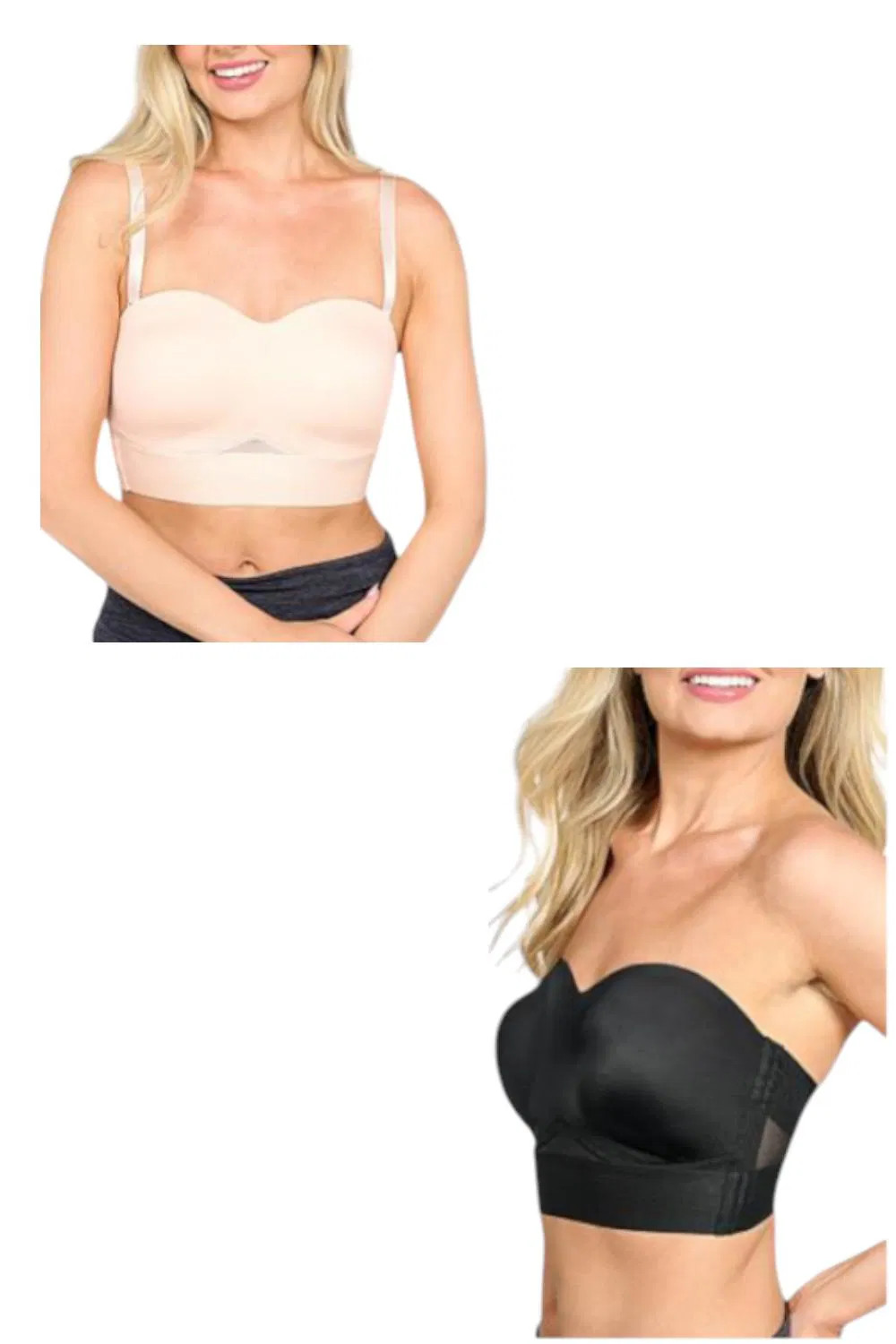 Rhonda Shear Women’s 2-pk Molded Convertible Strapless Bra Blk/Pink