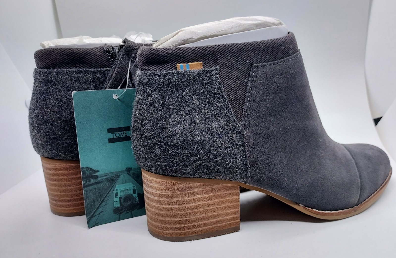 Toms Women’s Loren Booties Forged Iron Grey/Suede Combo, Size 6.5 Nwt