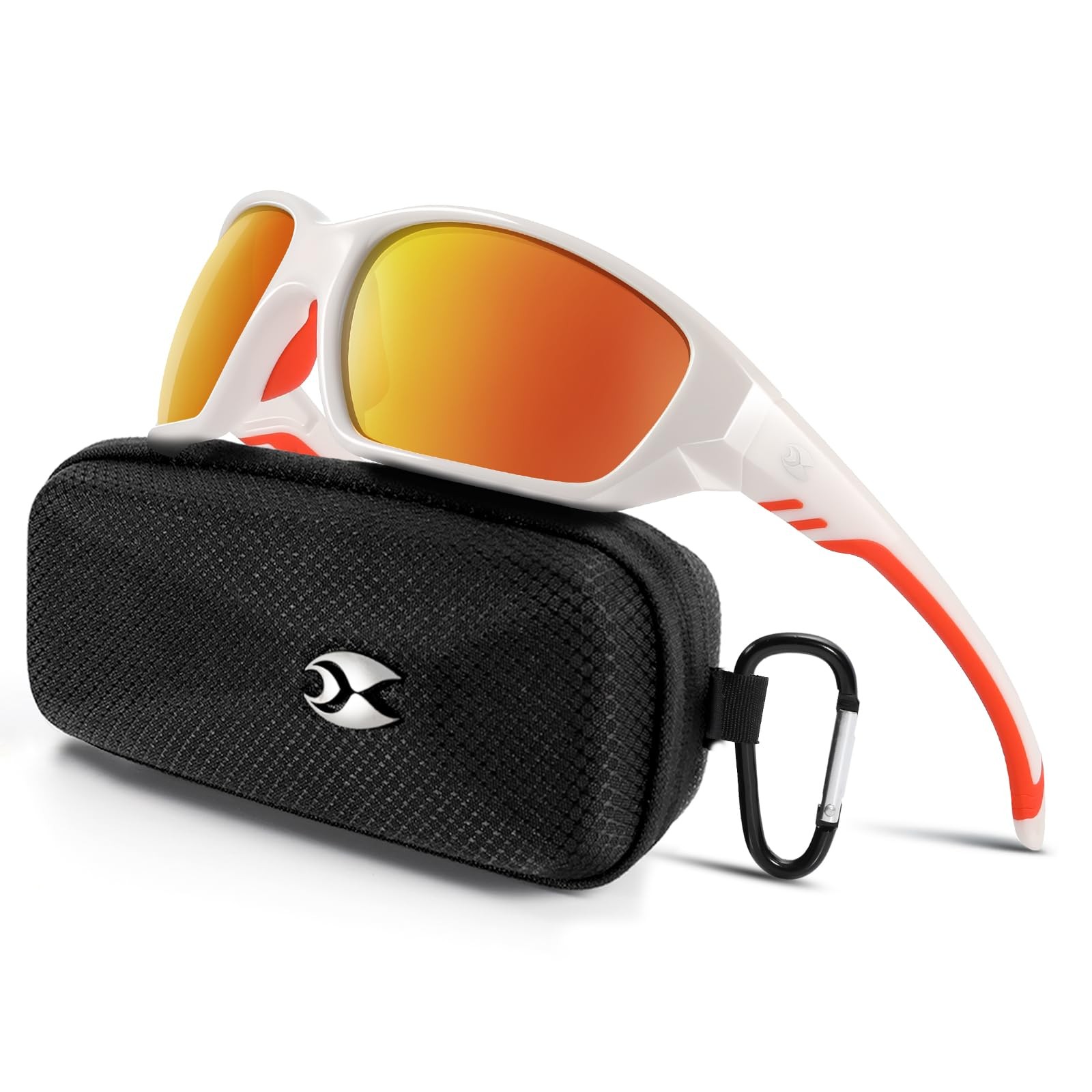 suoso Sports Polarized Sunglasses for Men: Womens 138MM, C17-white Orange