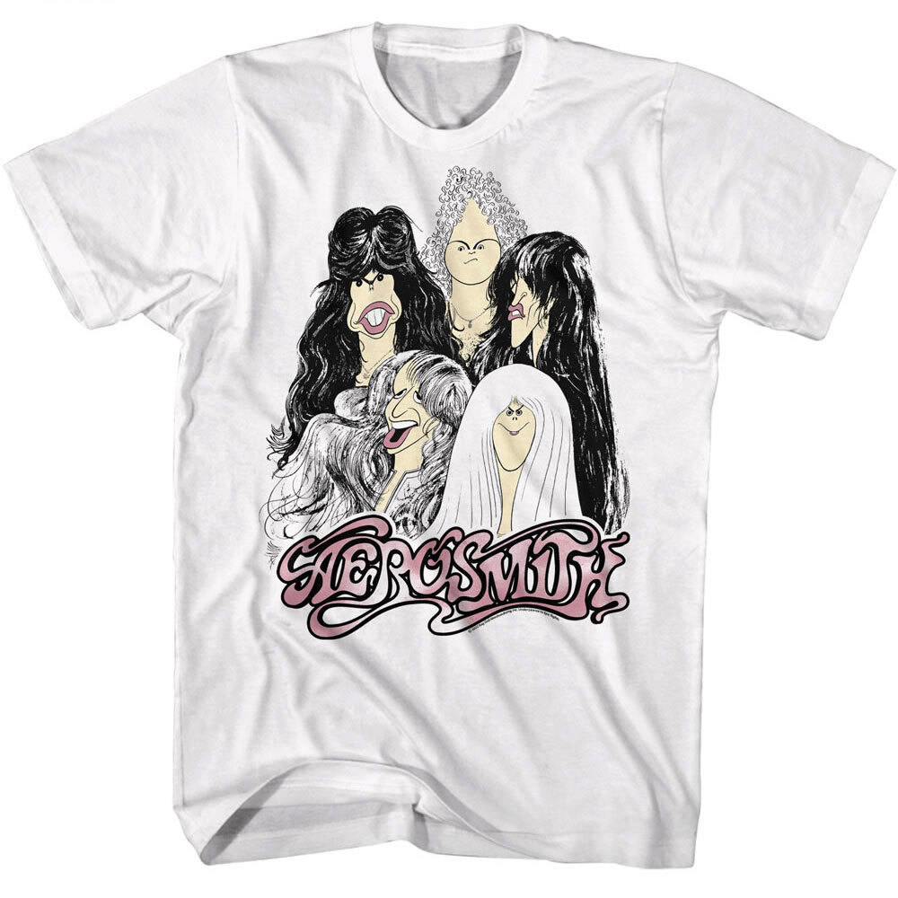 Aerosmith Draw the Line Album Men’s T Shirt Cartoon Caricature Images Rock Band