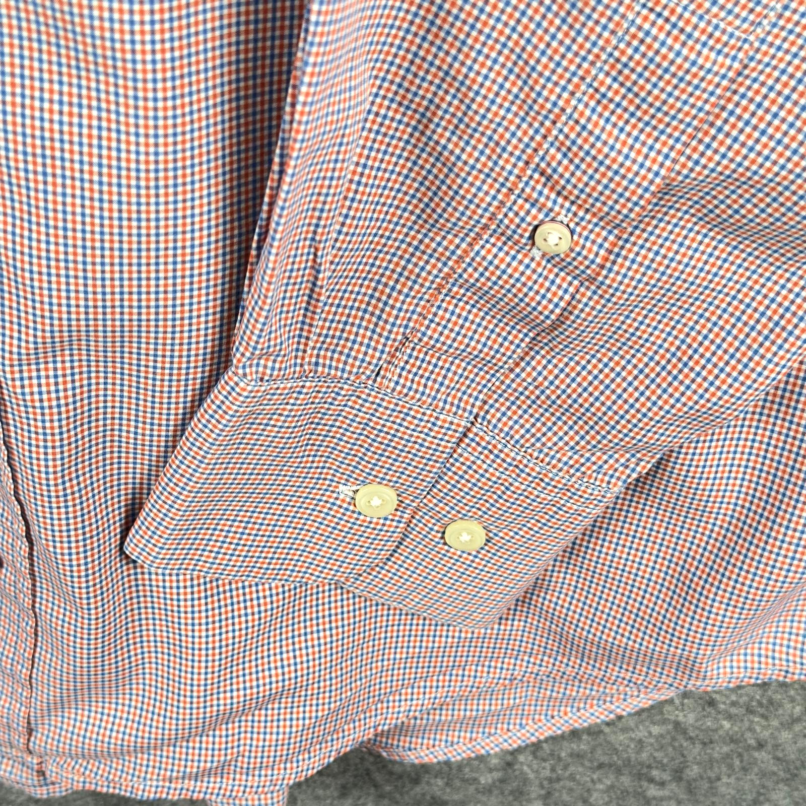 GANT Broadcloth Shirt Mens Medium Orange Check Regular Fit Preppy Smart Casual