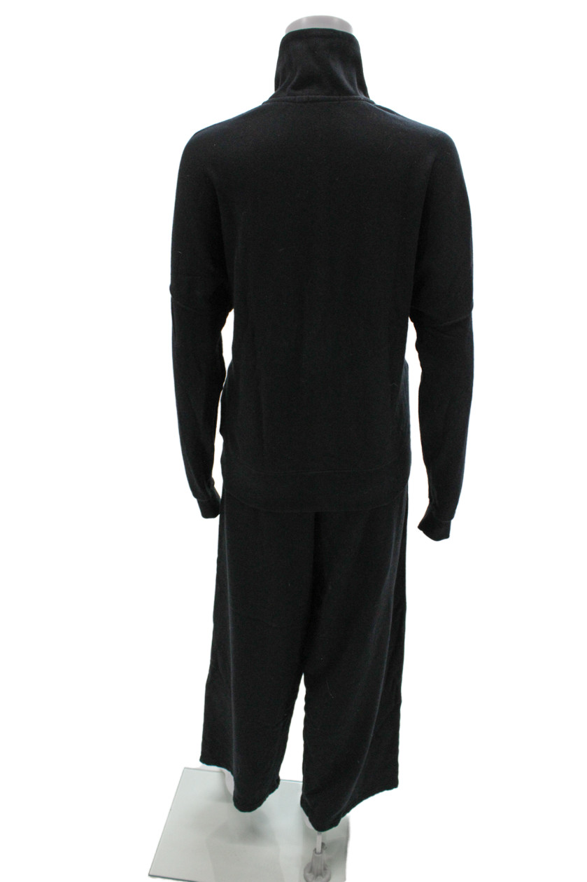 Perfect White Tee Womens Half Zipper Turtleneck Sweat Suit Black Size Small