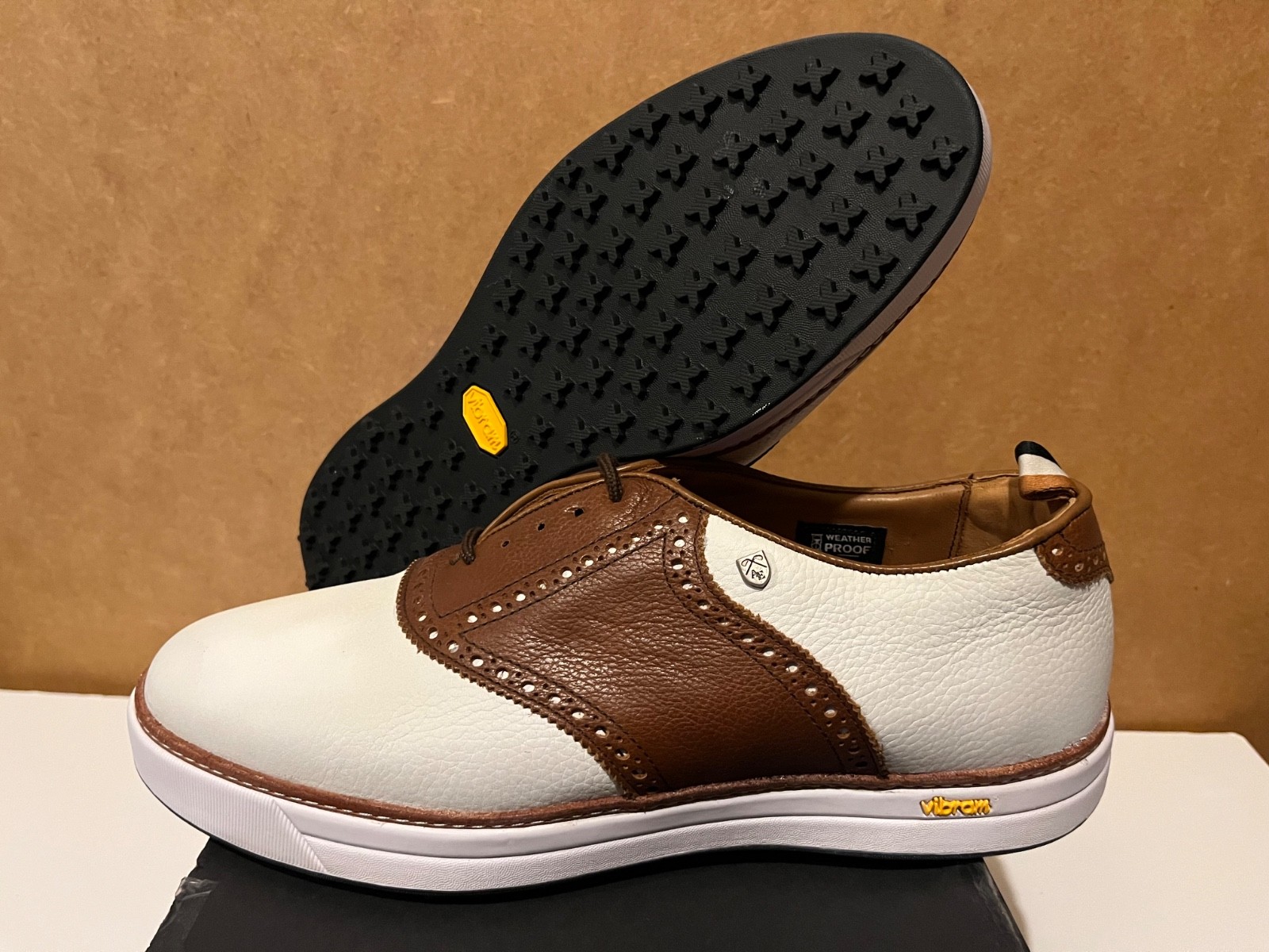 Allen Edmonds Straits Derby Saddle WATERPROOF Leather Golf Shoes sz 10 7349 USA