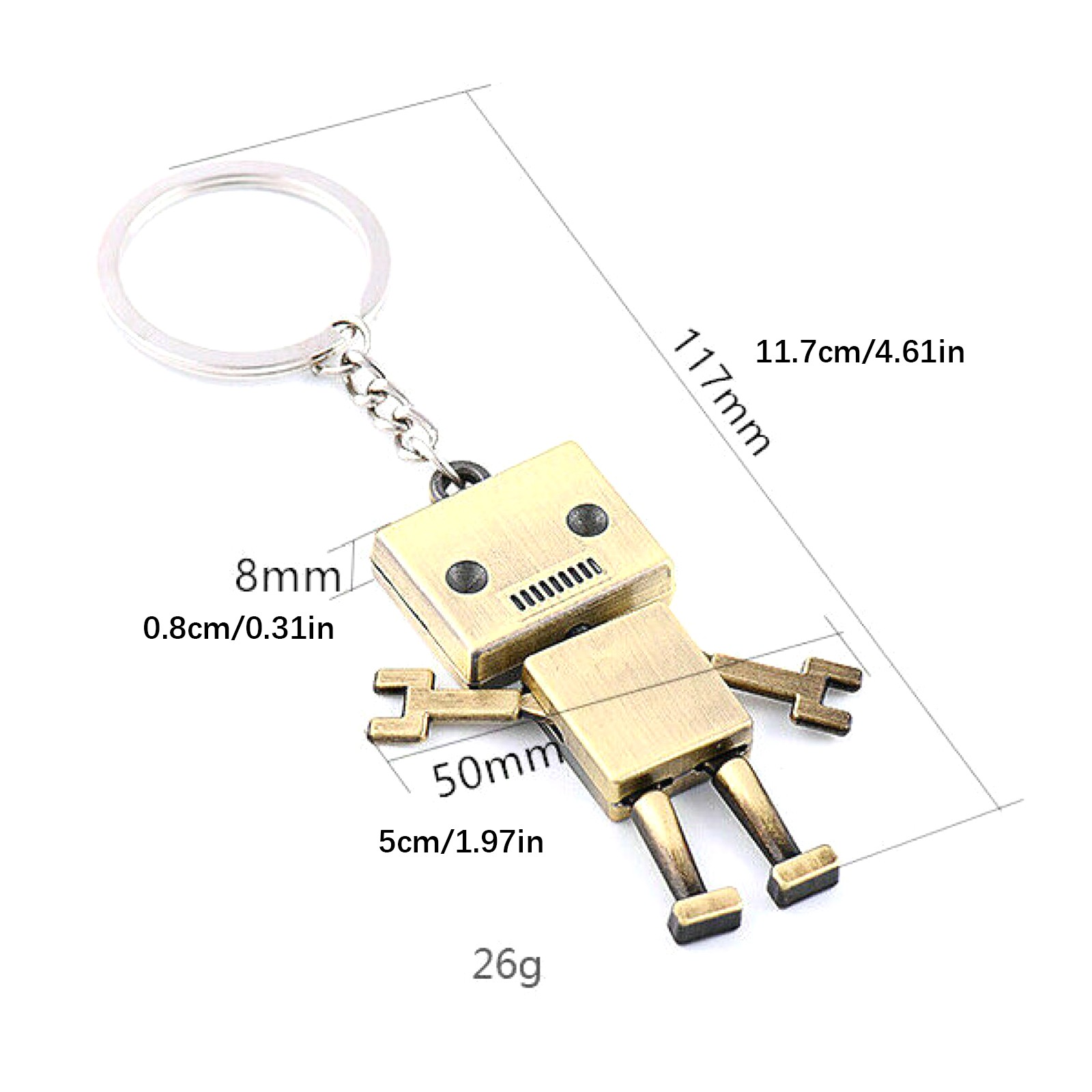 1*Cute Movable Metal Robot Keychain Keyring Key Chain Ring Bag Purse Pendant A