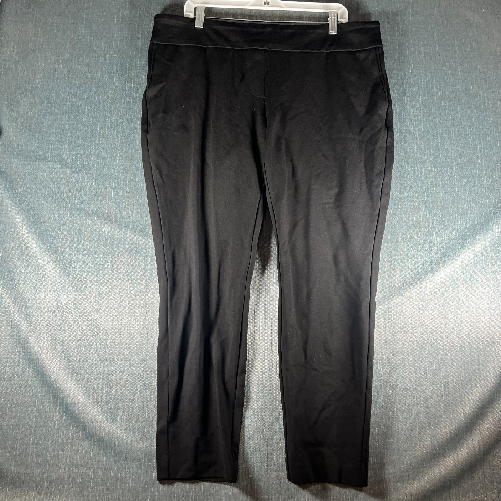 Dalia Womens Pants Size XL Black Rayon Curvy Straight Leg Elastic Waist Pull On
