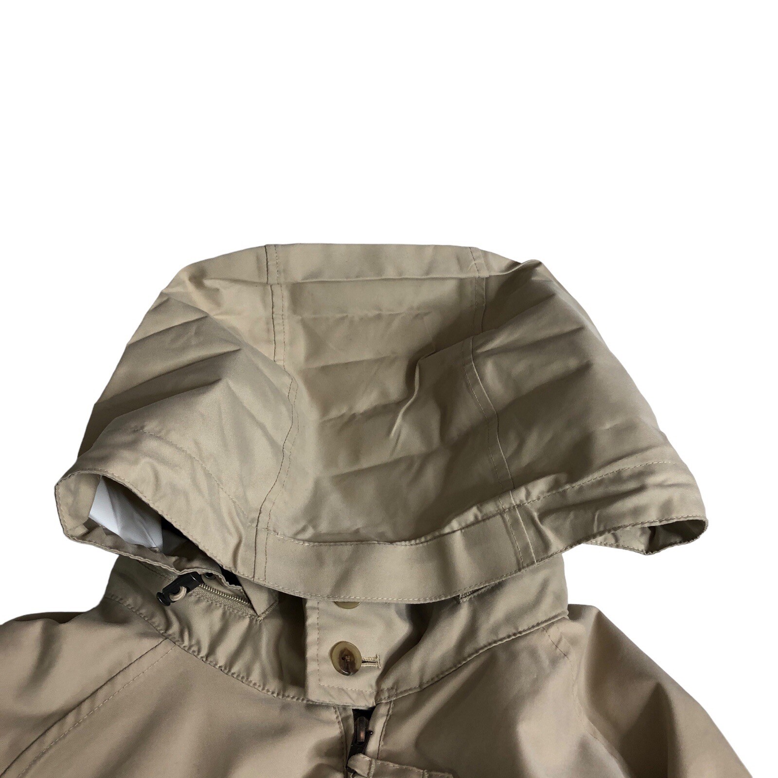 Lands End Bomber Jacket Mens LT Large Tall Tan Khaki Hideaway Hood Utility Chore