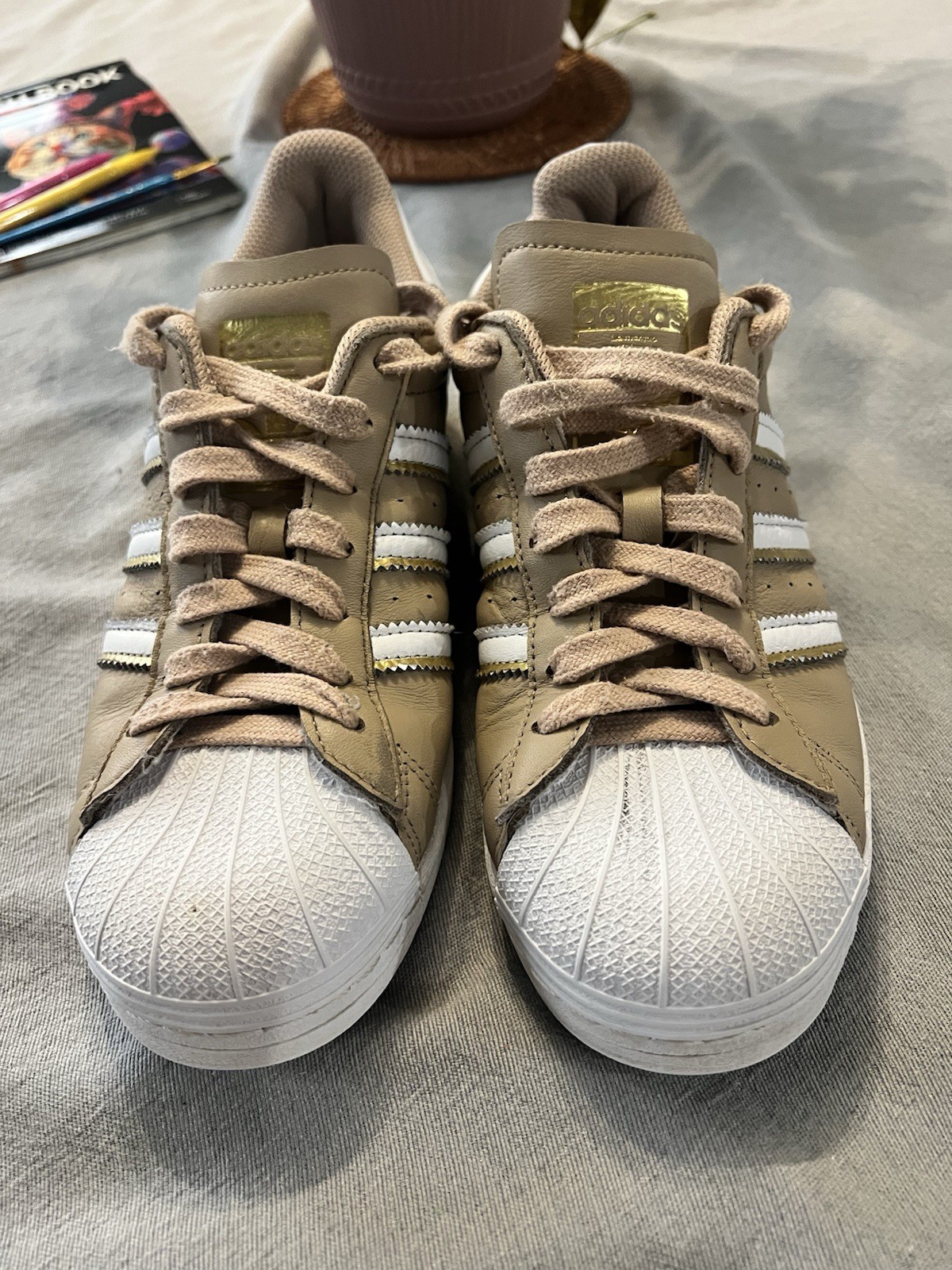 Adidas Superstar Pale Nude Leather Sneaker Cloud Gold Metallic GZ3454 2021