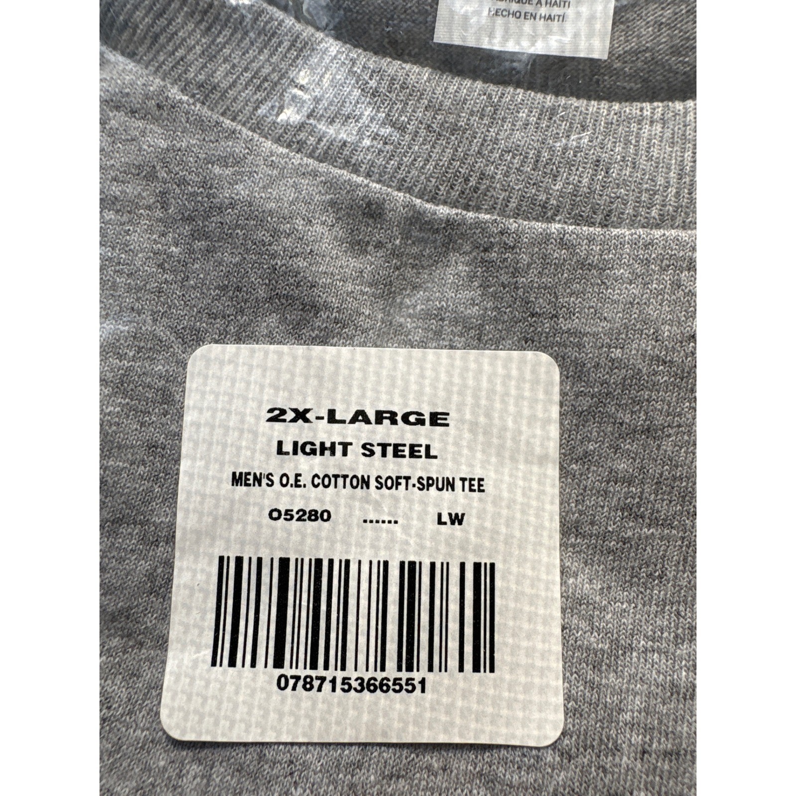 Hanes Mens Light Steel Cotton Soft-Spun T-Shirt 2XL Gray Crew Neck O5280 NIP