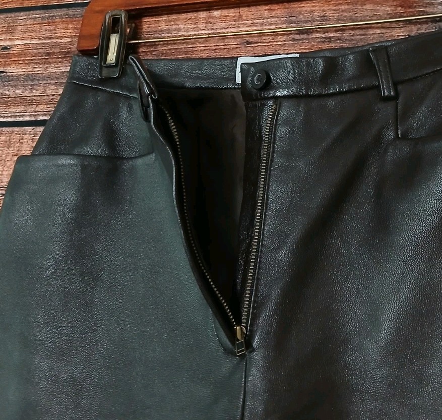 Laura Clement Collection Leather Pants Size 8 Dark Brown Real Sheep Skin Nappa