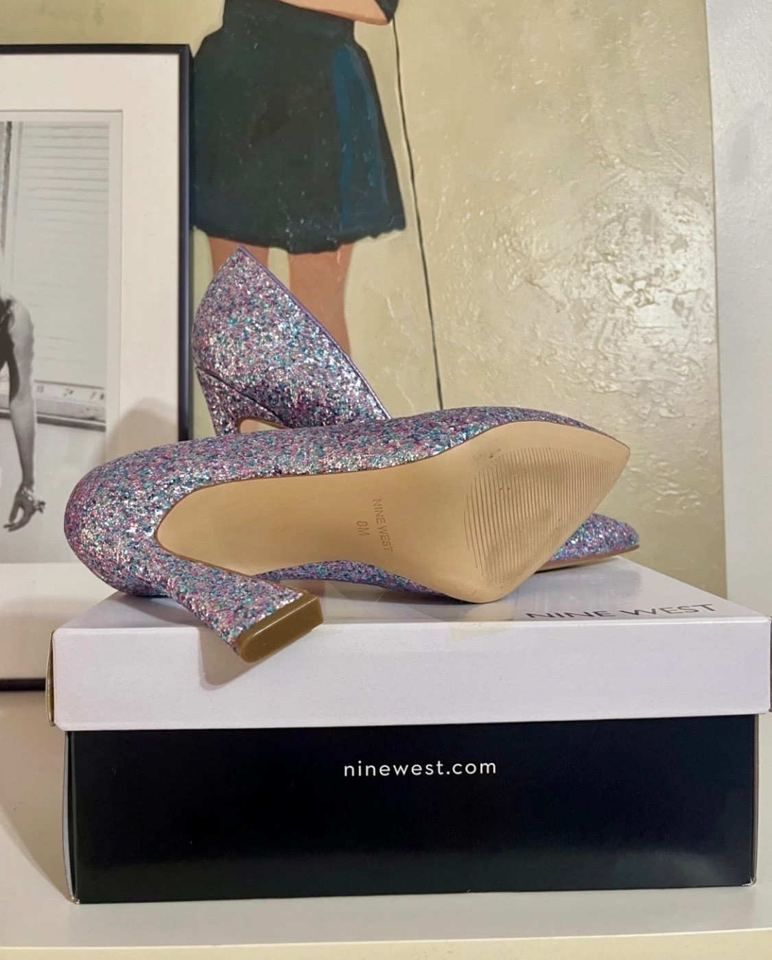 Nine West TRENDZ Purple Glitter High Heels – Size 8M (***runs small)