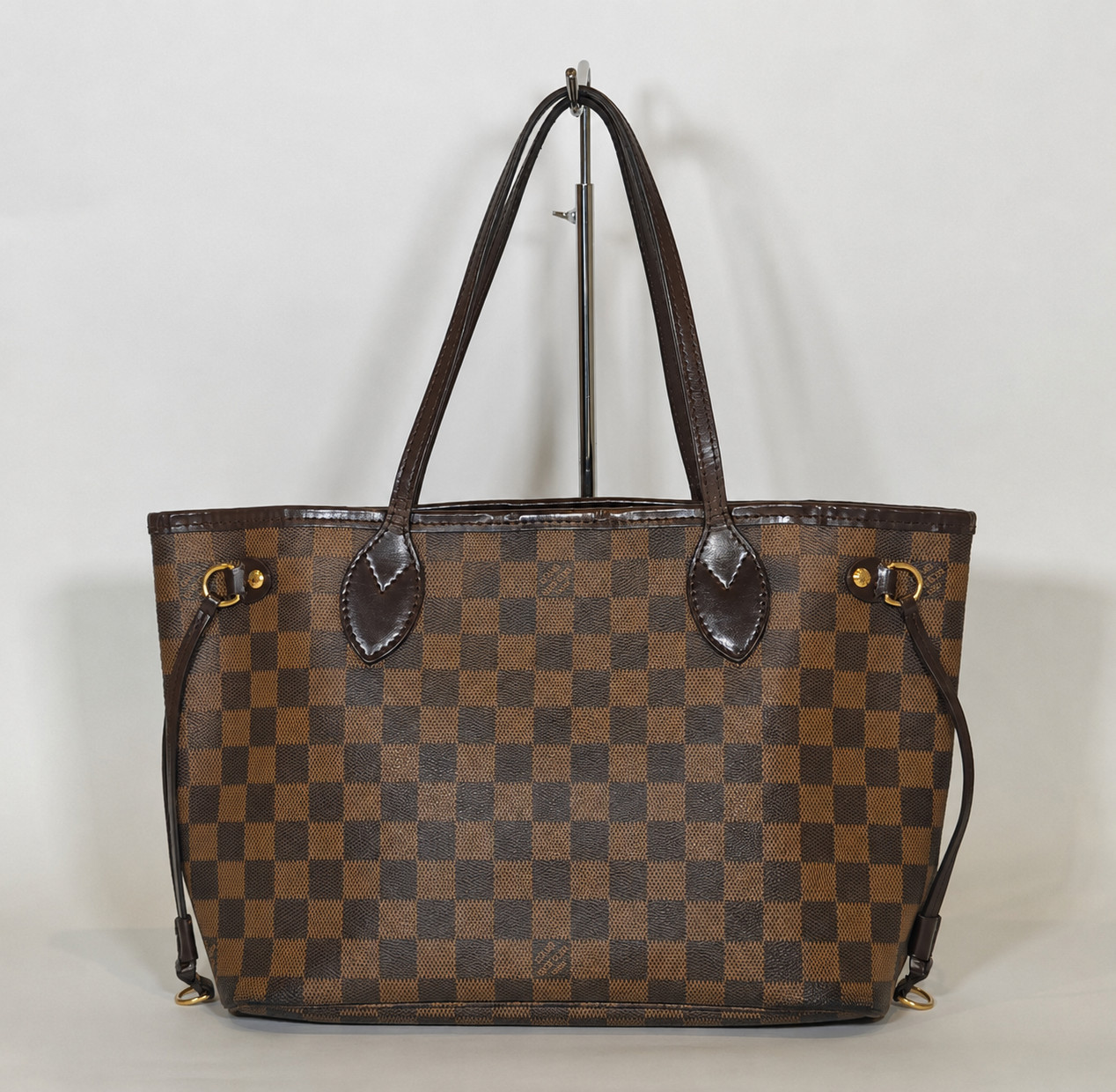 LOUIS VUITTON Neverfull PM Damier Ebene Canvas Brown Tote Bag N51109 Authentic