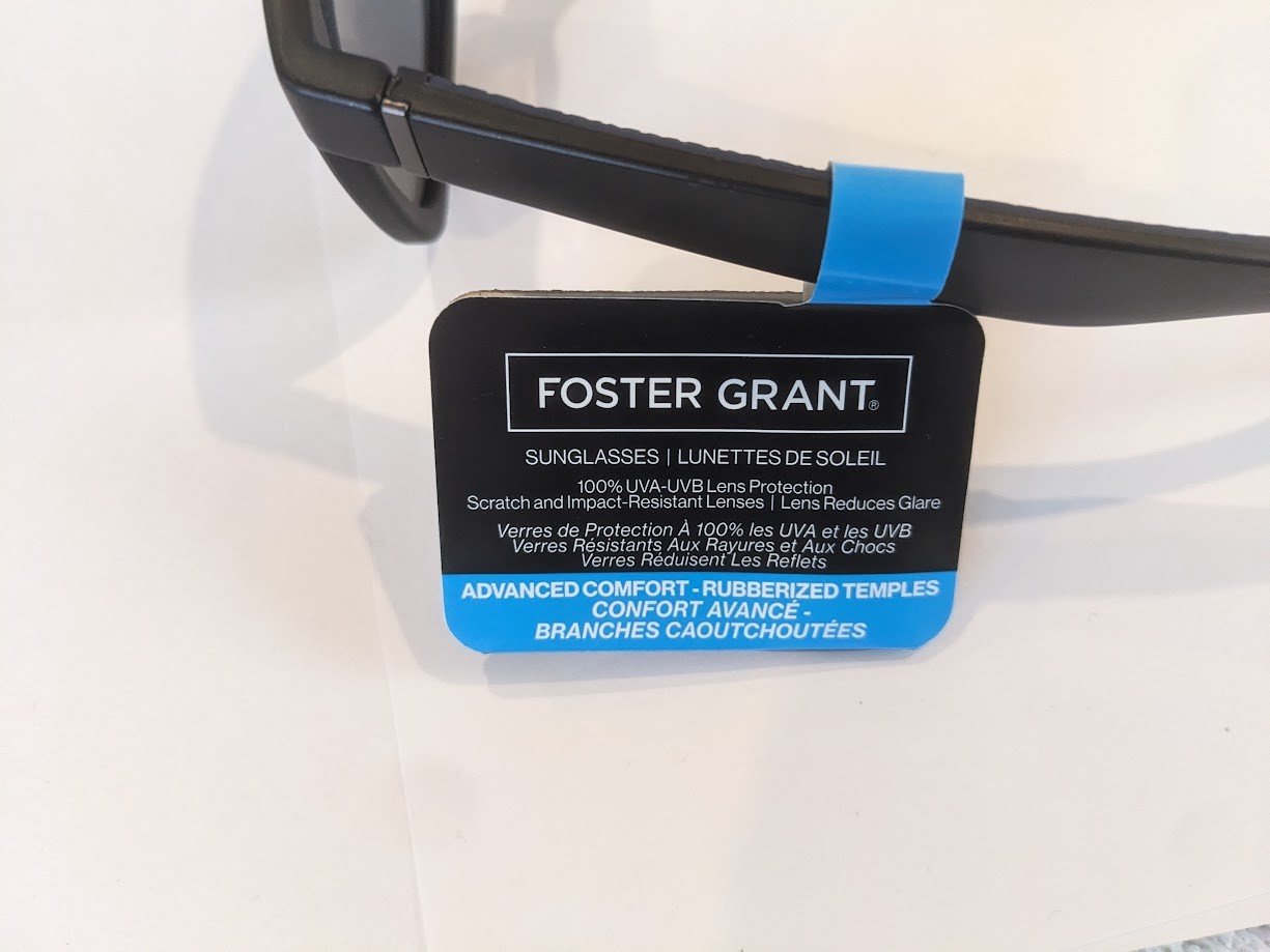 Foster Grant Advanced Comfort Black w Navy Sunglasses 100% UVA/UVB