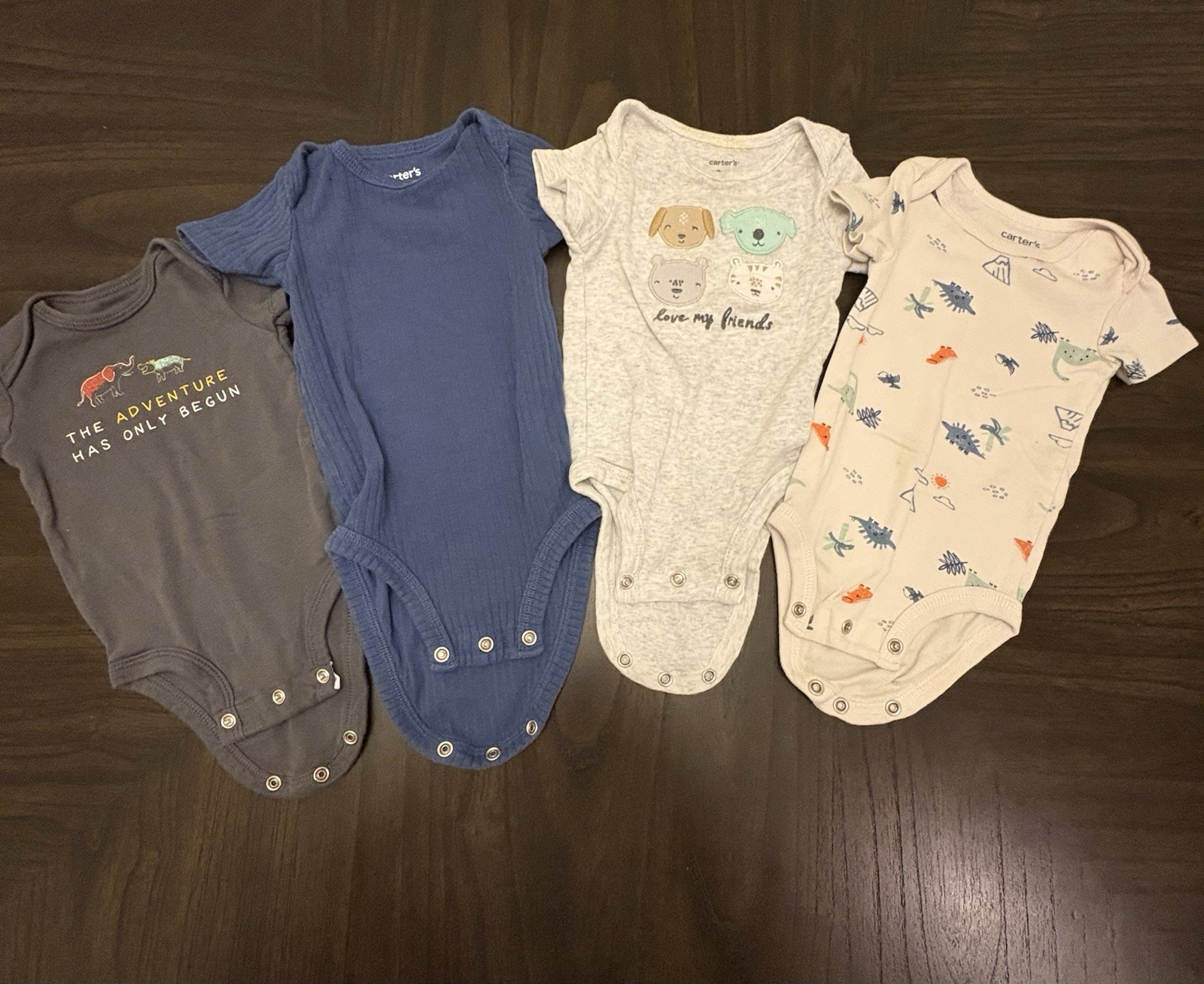 Carter’s Baby Bodysuit Lot 3M 4pc Dinosaur Animal One Piece Outfit Set Cute