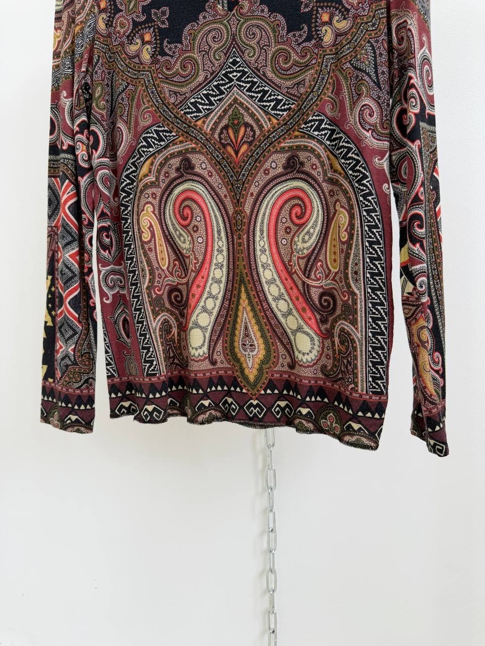 ETRO Milano Paisley Wool Blend Long Sleeve Top