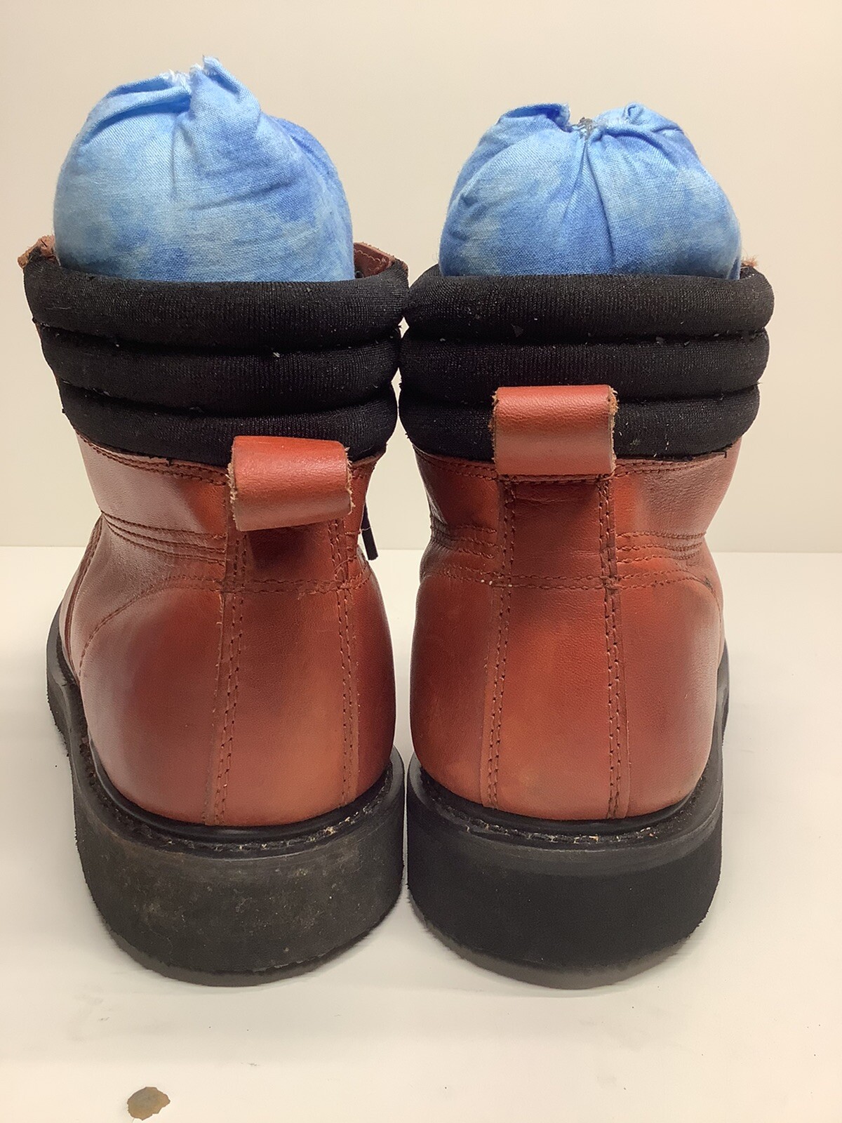 VTG MENS IRON AGE EH STEEL TOE MOCCASIN WORK ORANGE BRICK BOOTS SIZE 9.5 EE