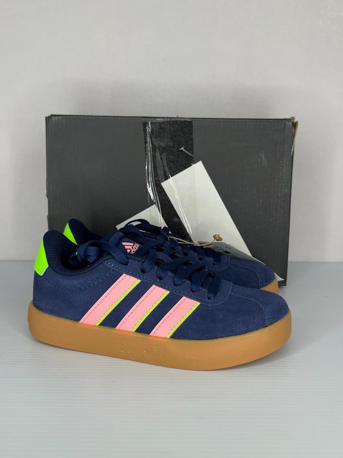 Adidas VL Court 3.0 Kids 11.5K Blue Suede Casual Sneakers Shoes NEW