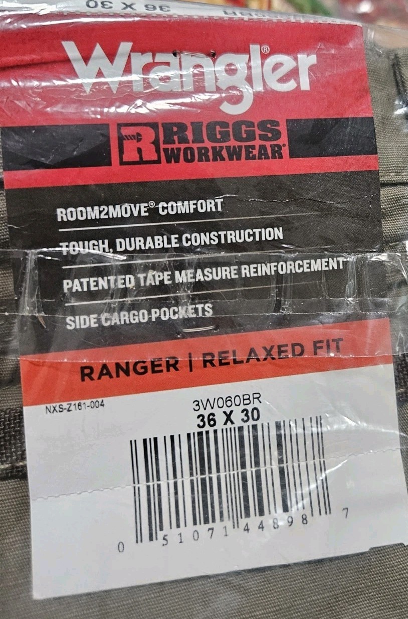 Wrangler RIGGS Workwear Men’s Ripstop Ranger/ Relax Fit 36×30 Cargo Pockets