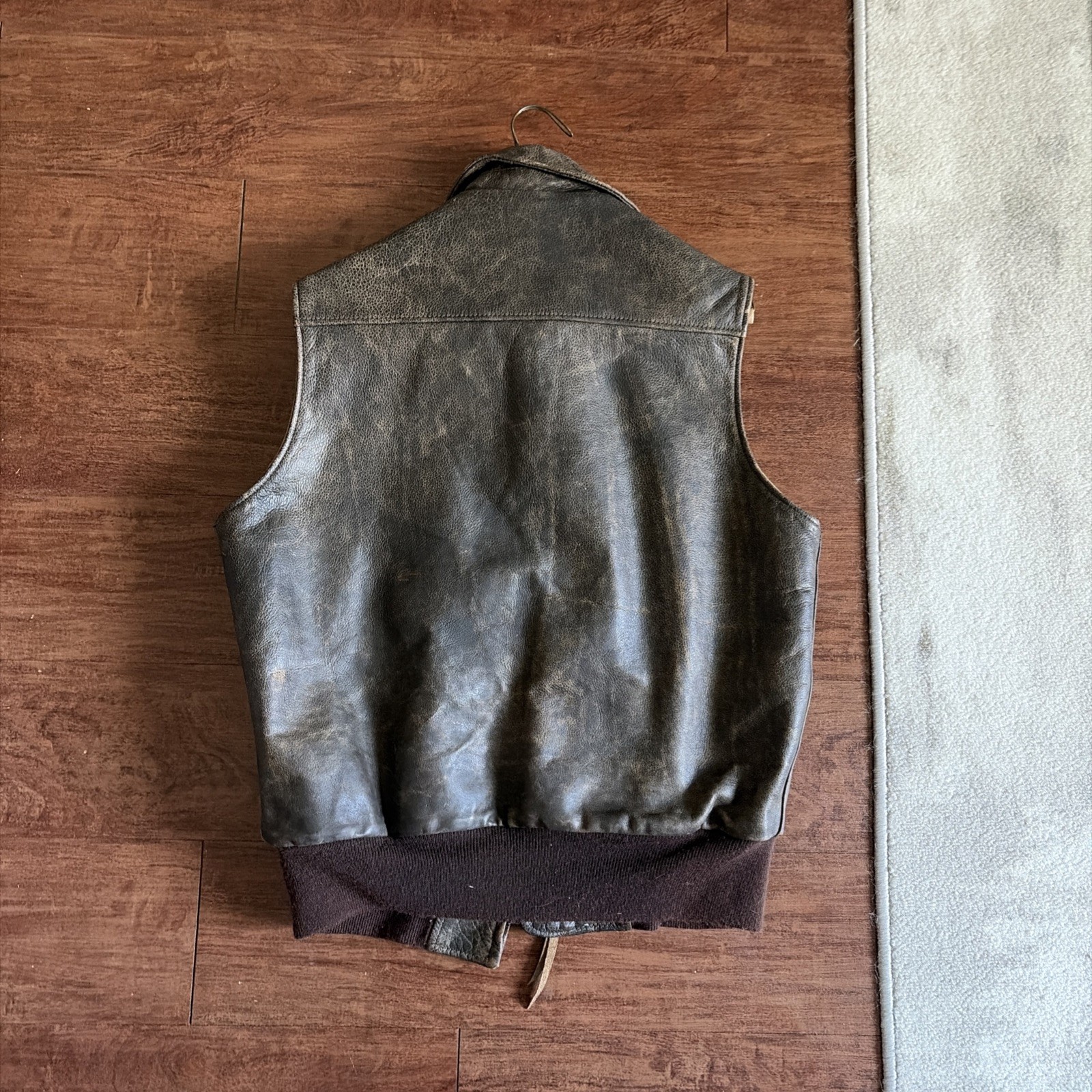 1980s Banana Republic Leather Bomber Vest Jacket Size Large
