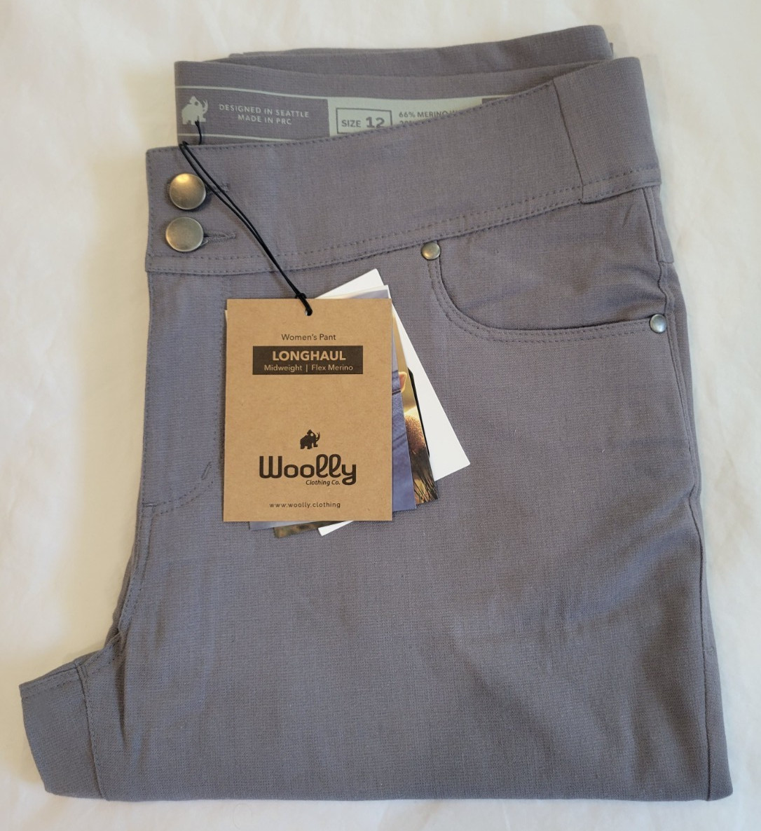 WOOLLY Longhaul ~ Midweight ~ Flex Merino ~ Slim Leg Pants ~ Women’s 12 ~ NEW!